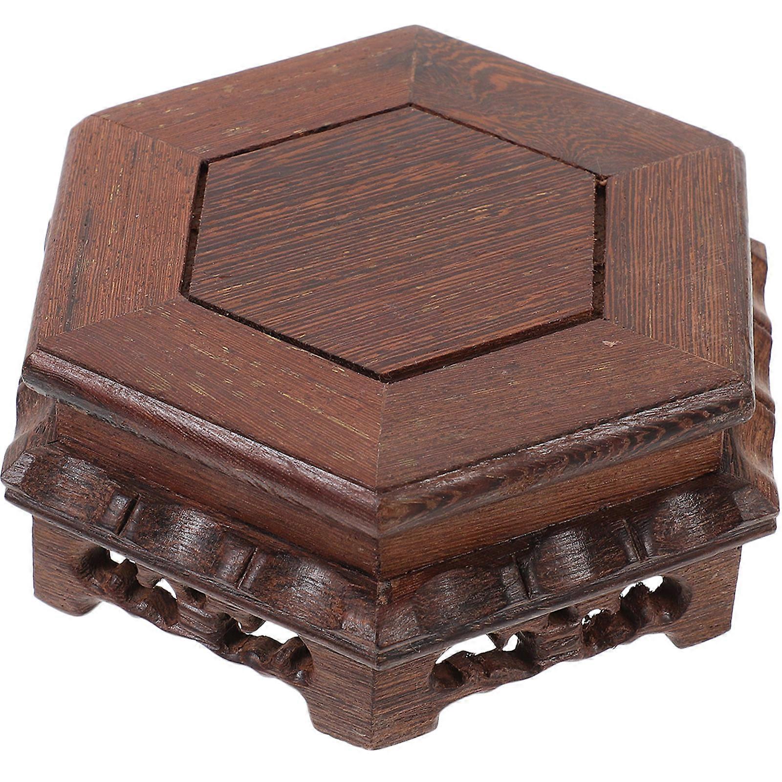 Plant Stand Indoor 2Pcs Wooden Hexagonal Pot Stand for Vase Display