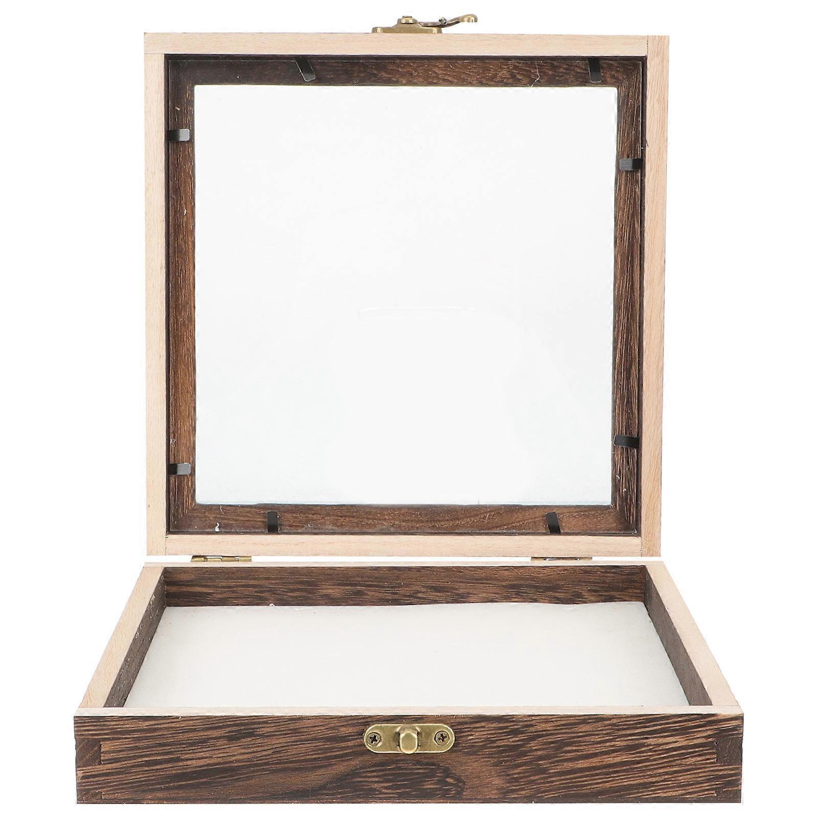 Wooden Specimen Display Box for Storage Use 4Pcs Coffee Specimen Storage Case