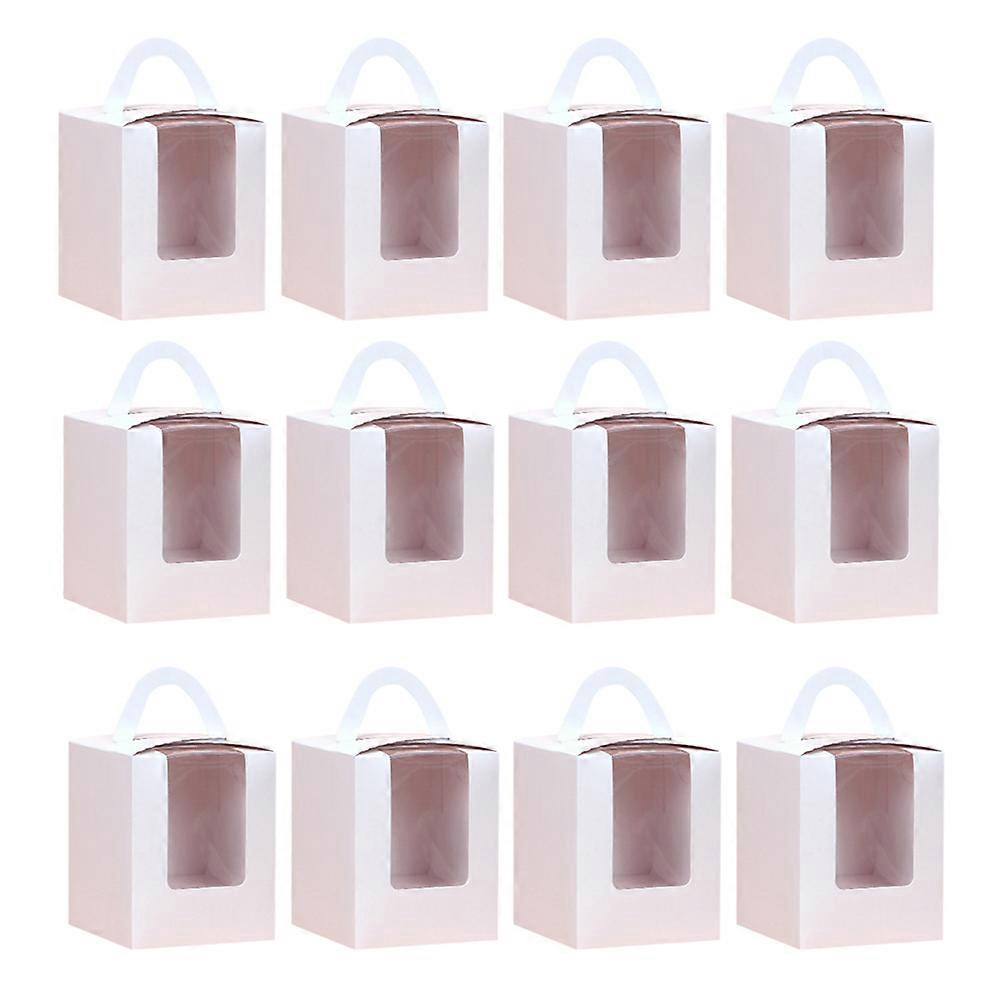 Cupcake Boxes Handle with PVC Window for Storage Use 40Pcs White Containers