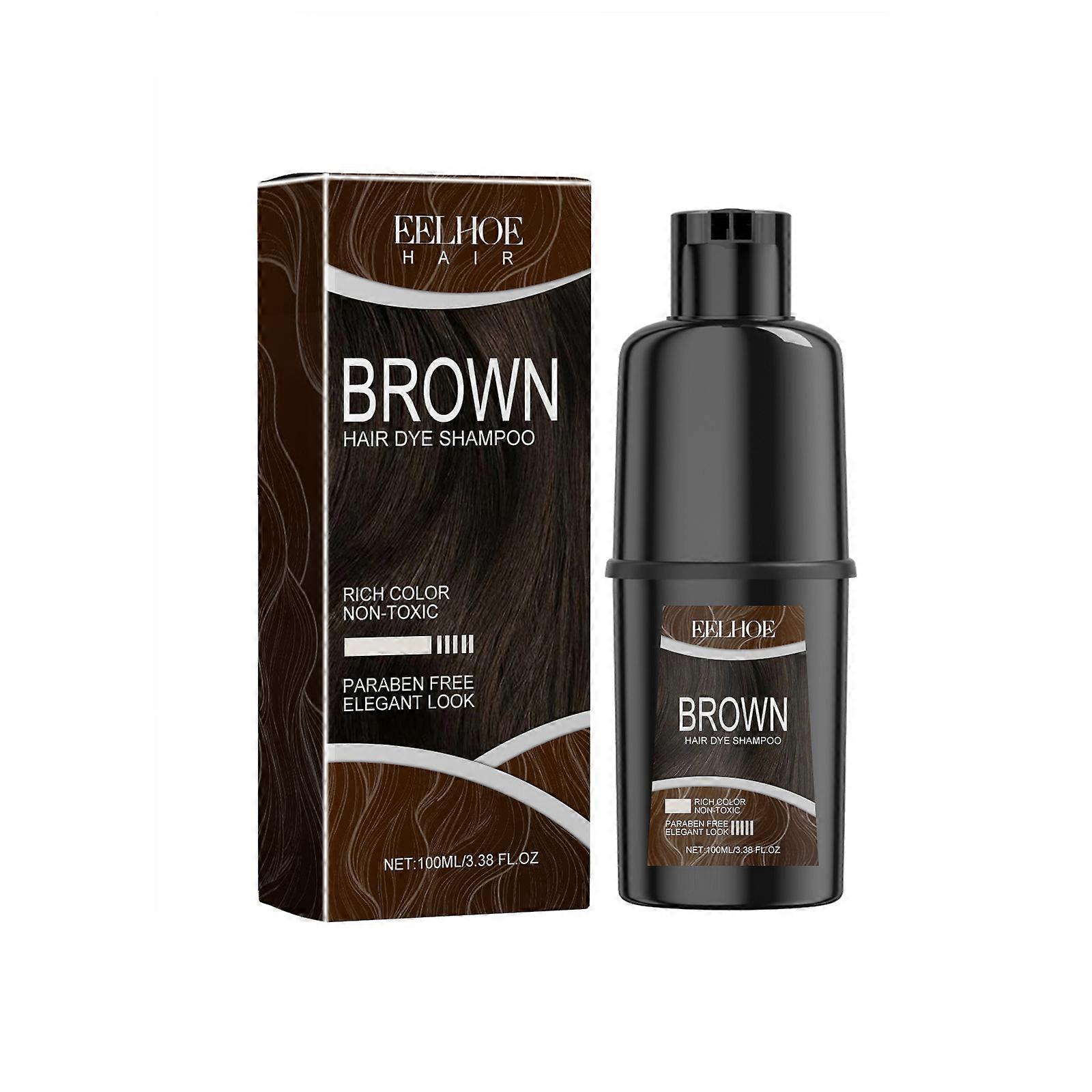 Šampón na vlasy s bylinnými esenciami, rastlinným extraktom, vyživujúcim hydratačným farebným jemným šampónom hnedý 100 ml