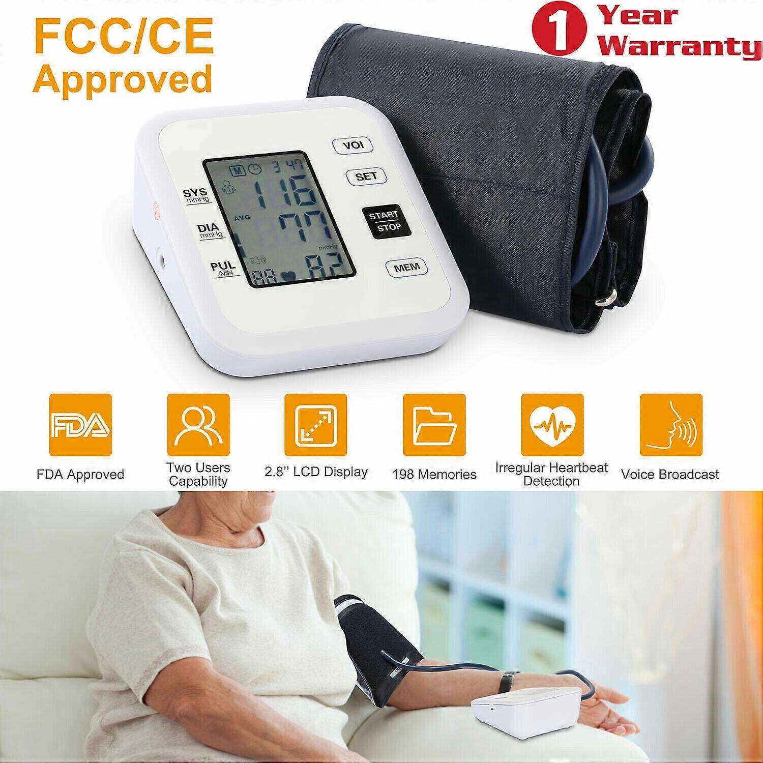 Automatic Upper Arm Blood Pressure Monitor Digital LCD BP Cuff Machine US