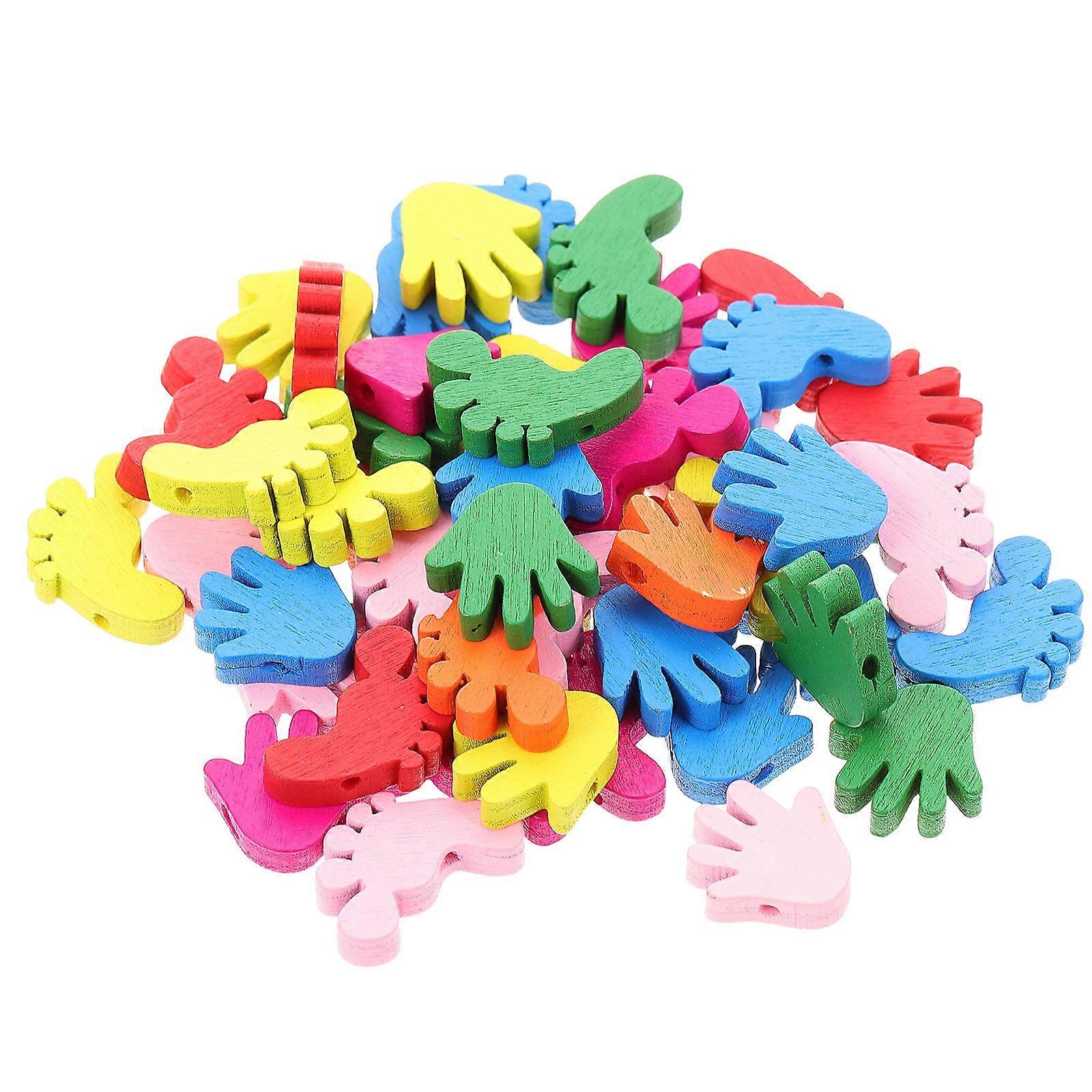 Wooden Button Decorative Button for DIY 200Pcs Multi Footprint and Palm Shape