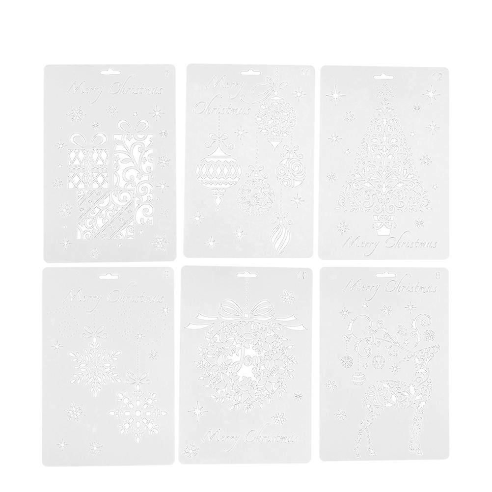 6Pcs White Painting Templates Christmas Drawing Template for DIY Use Hollow