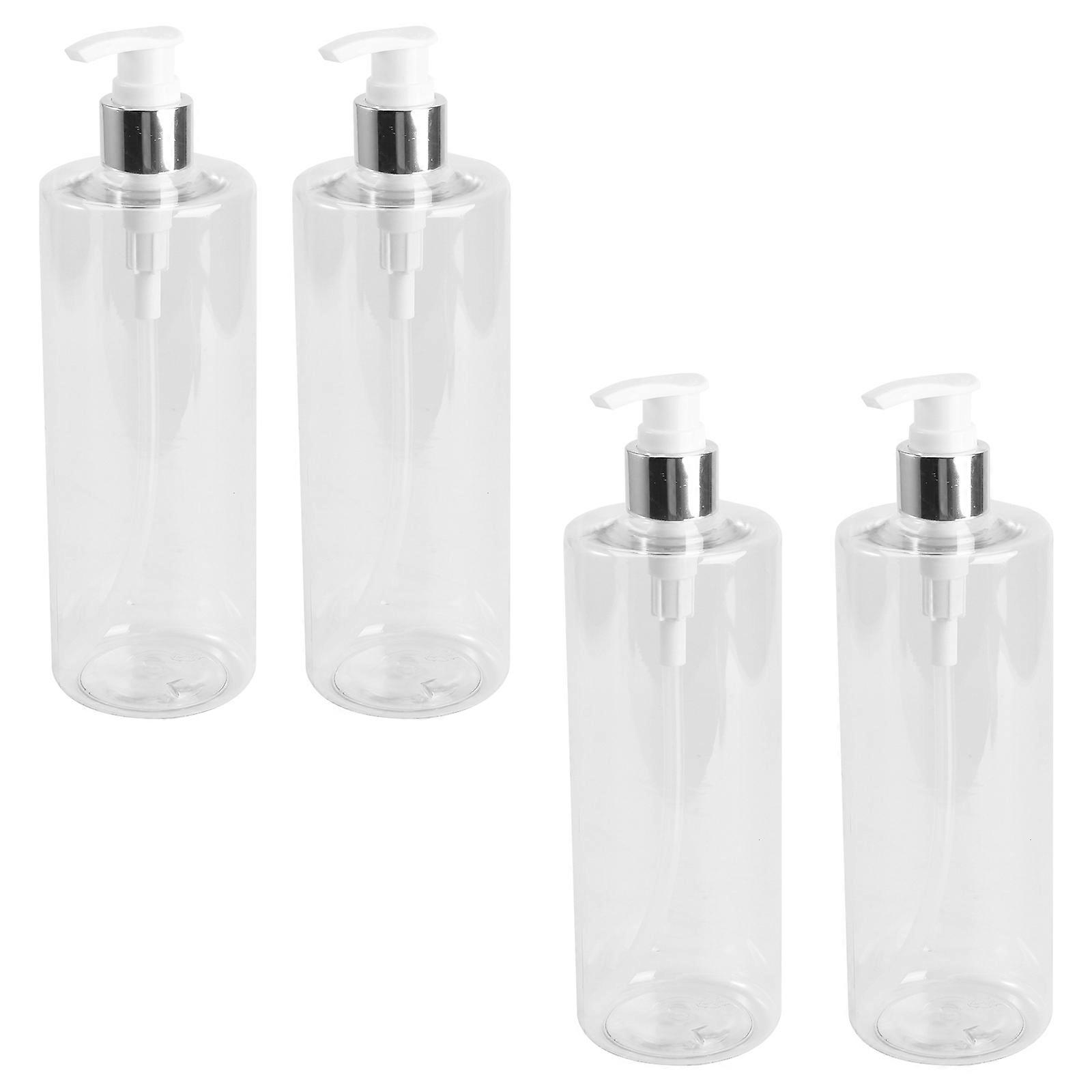 Storage 4Pcs 500Ml Refillable Toiletry Bottles For Home Travel Camping Use Square Shape Convenient Transparent
