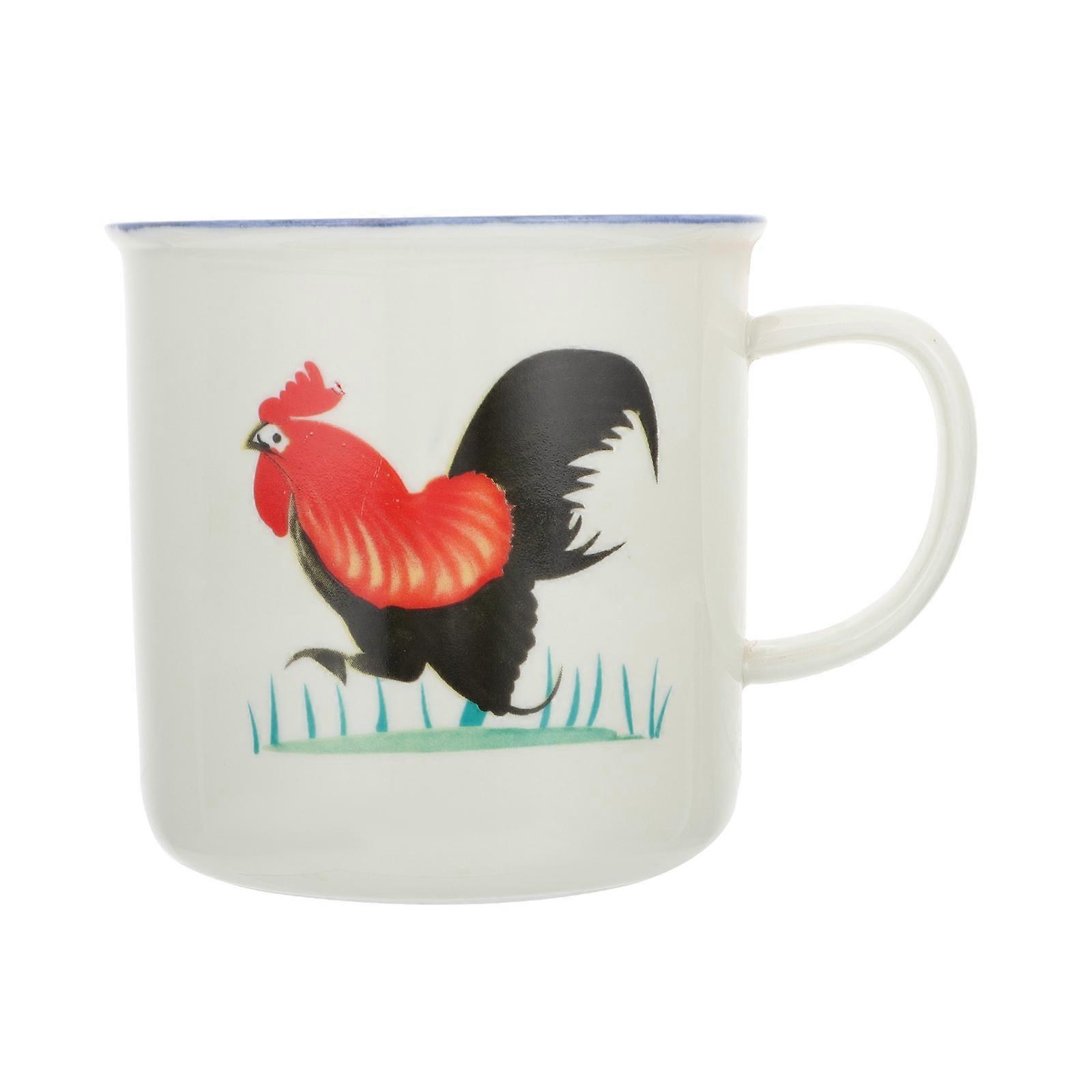 Ceramic Mug with Handle for Drinking Use 3Pcs Assorted Color Rooster