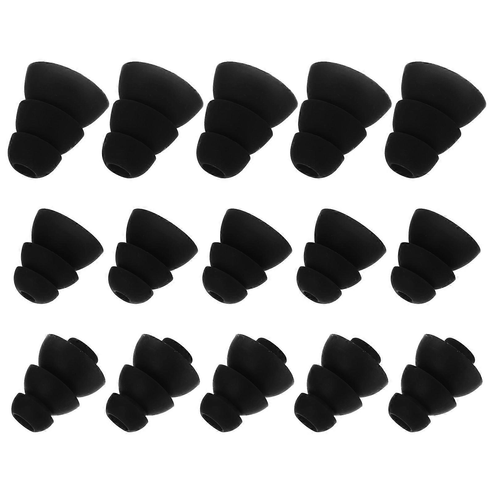 Earbud Tips Silicone Replacement for Earphone 30Pcs Black Comfort