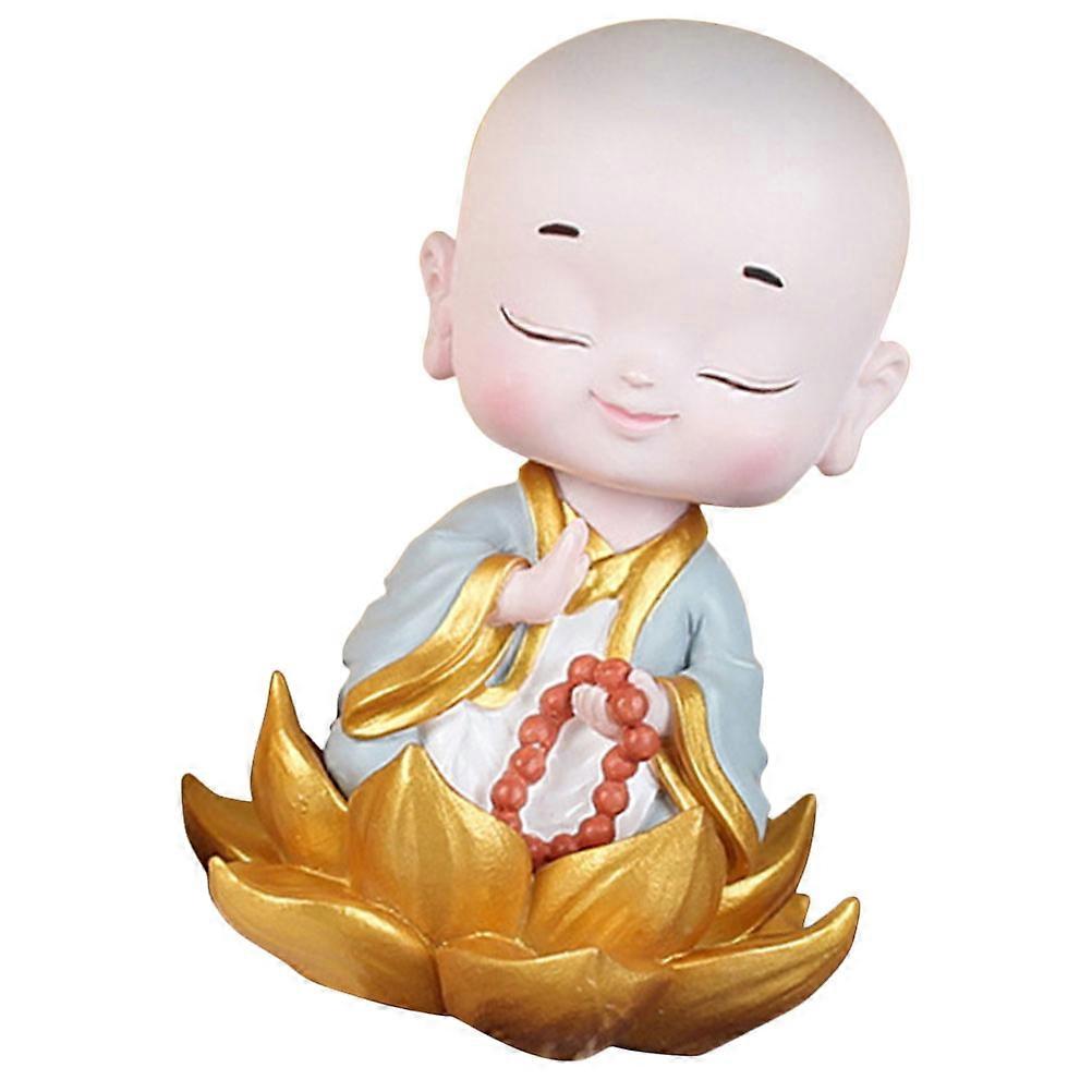 4Pcs Resin Monk Figurine Small Statue for Crafts Grey Desktop Decoration