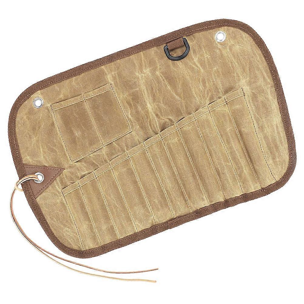 Picnic Tableware Bag Canvas Organizer for Storage 4Pcs Folding Cutlery Roll