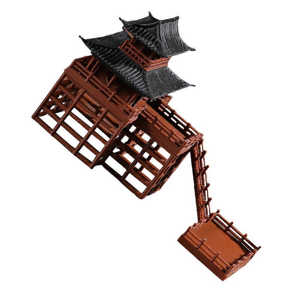 Chinese Stilted Building Statue for Decoration 3Pcs Plastic Micro Landscape