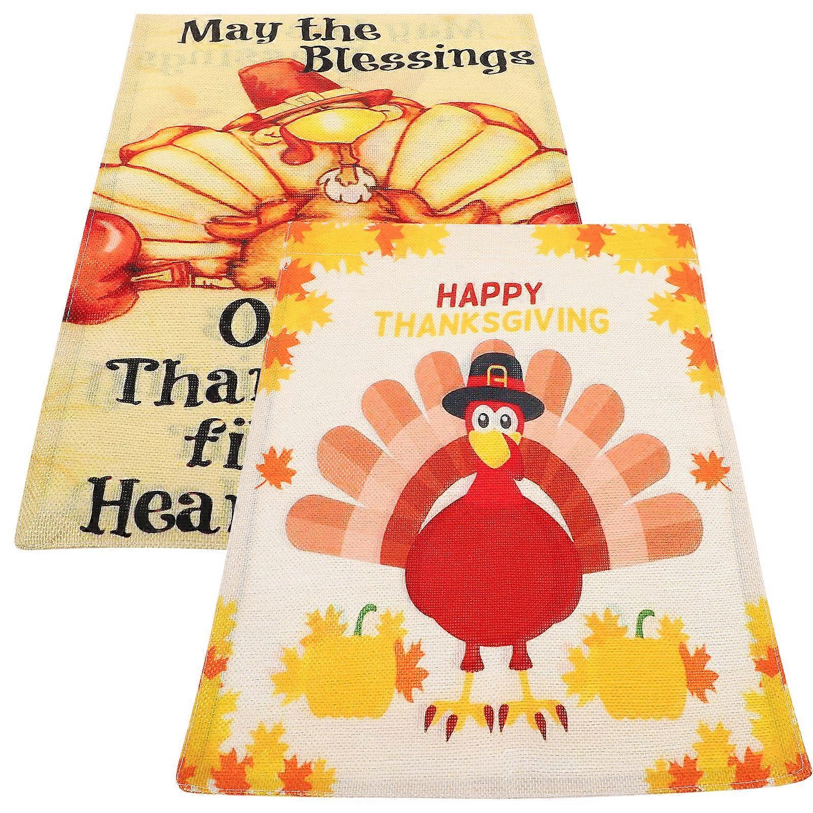 Turkey Pattern Decorative Garden Flag for Thanksgiving 4Pcs