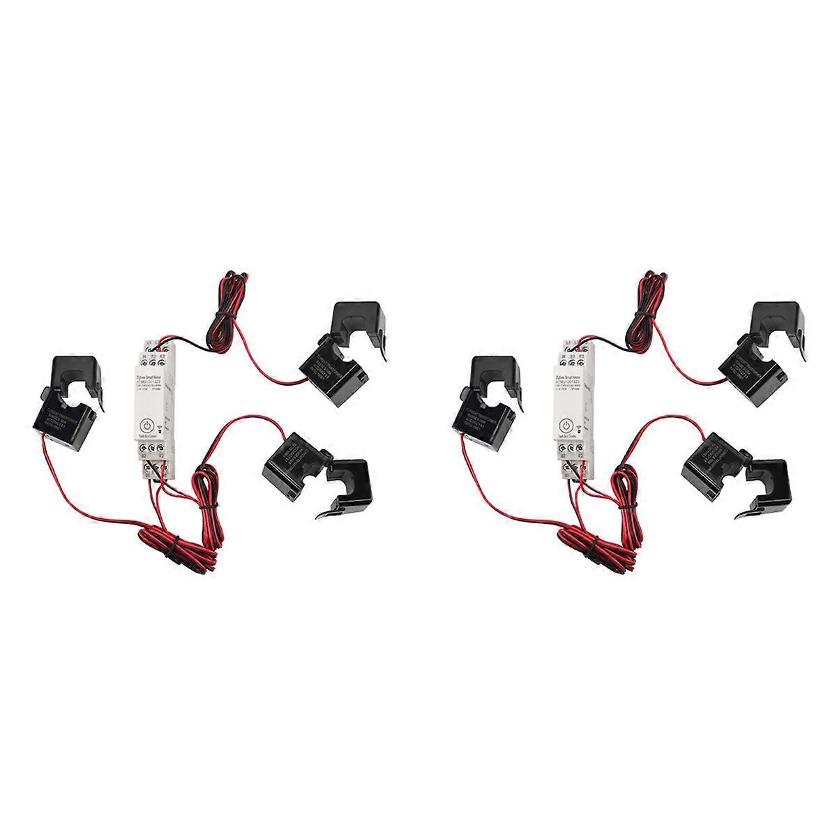 2X Zigbee Three-Phase Energy Meter 100-240V Mobile App Remote Control Household Multifunctional Rail