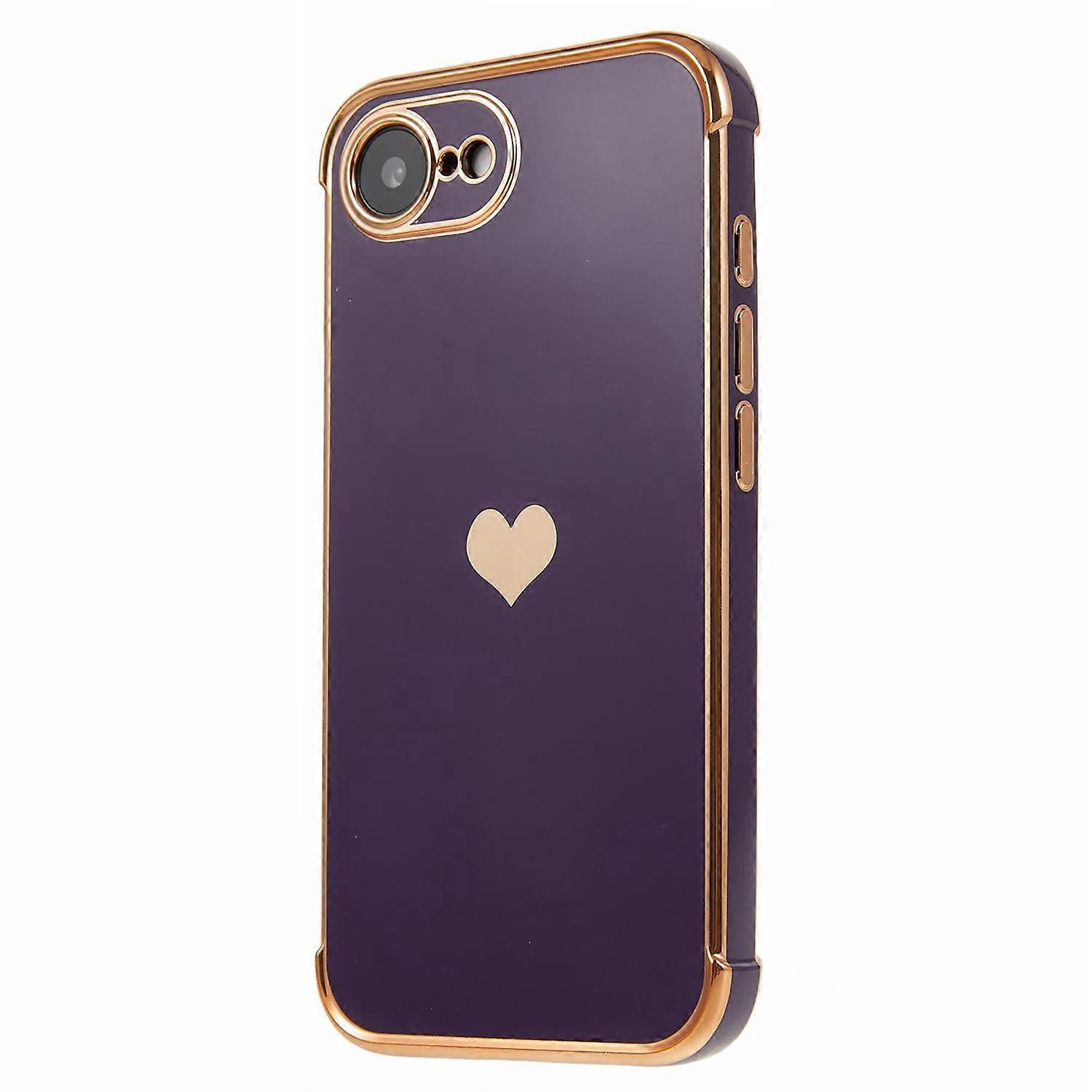 For iPhone 16e Case TPU Phone Back Cover Electroplating Heart Pattern