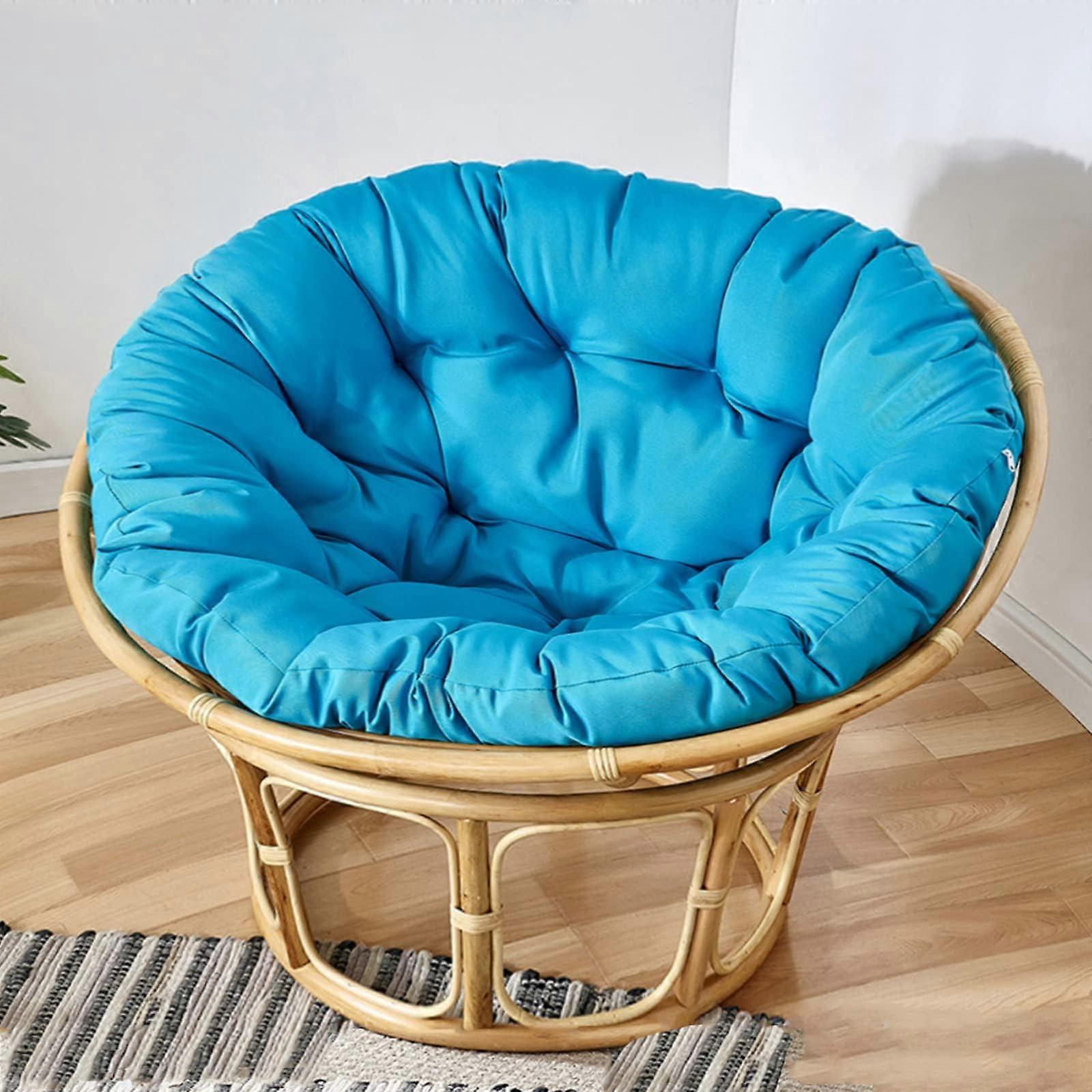 Cushion Round 120 X 120 Cm Extra Thick For Polyrattan And Hanging Chairs Blue