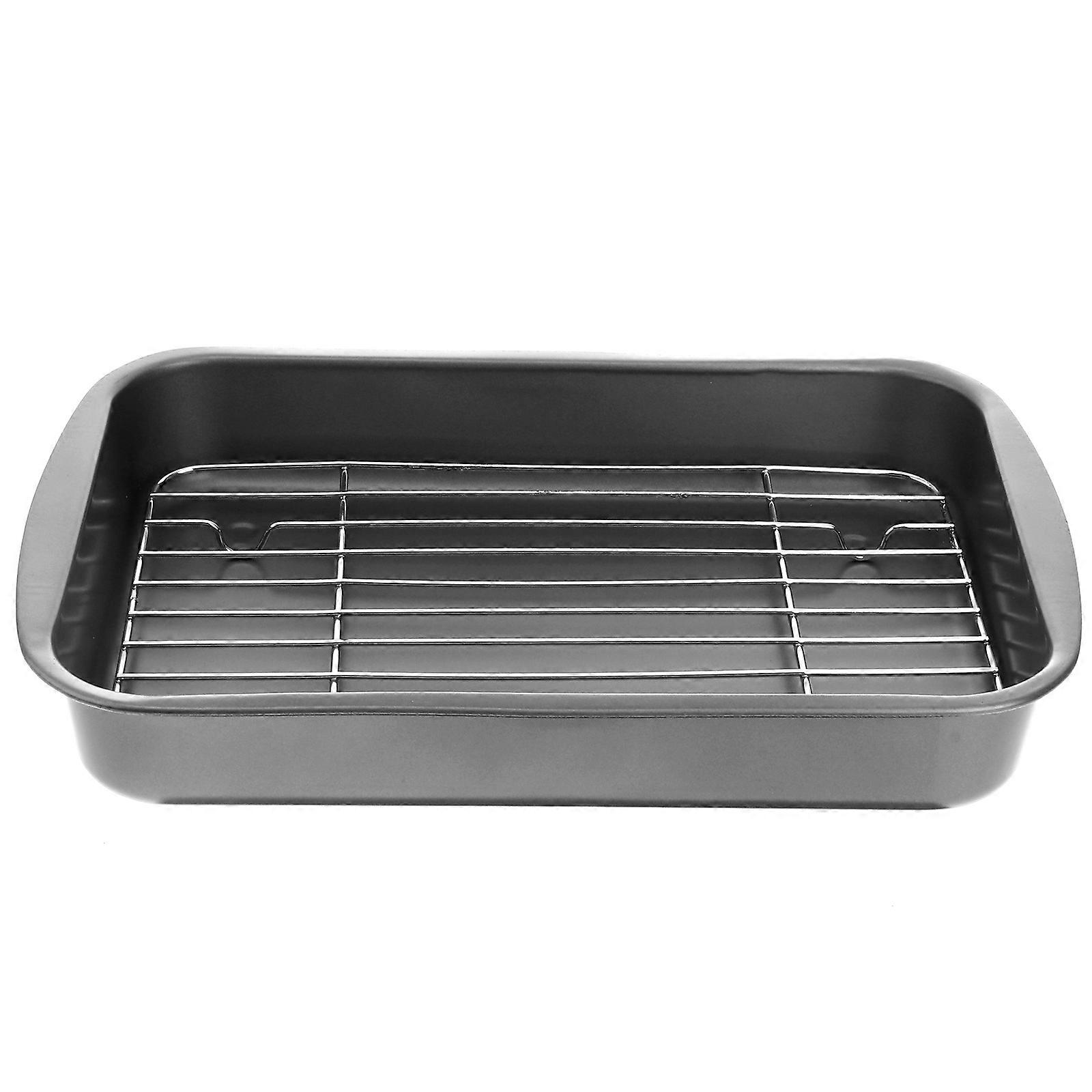 3Sets Stainless Steel Baking Pan Baking Tray with Net Rack for Kitchen Use
