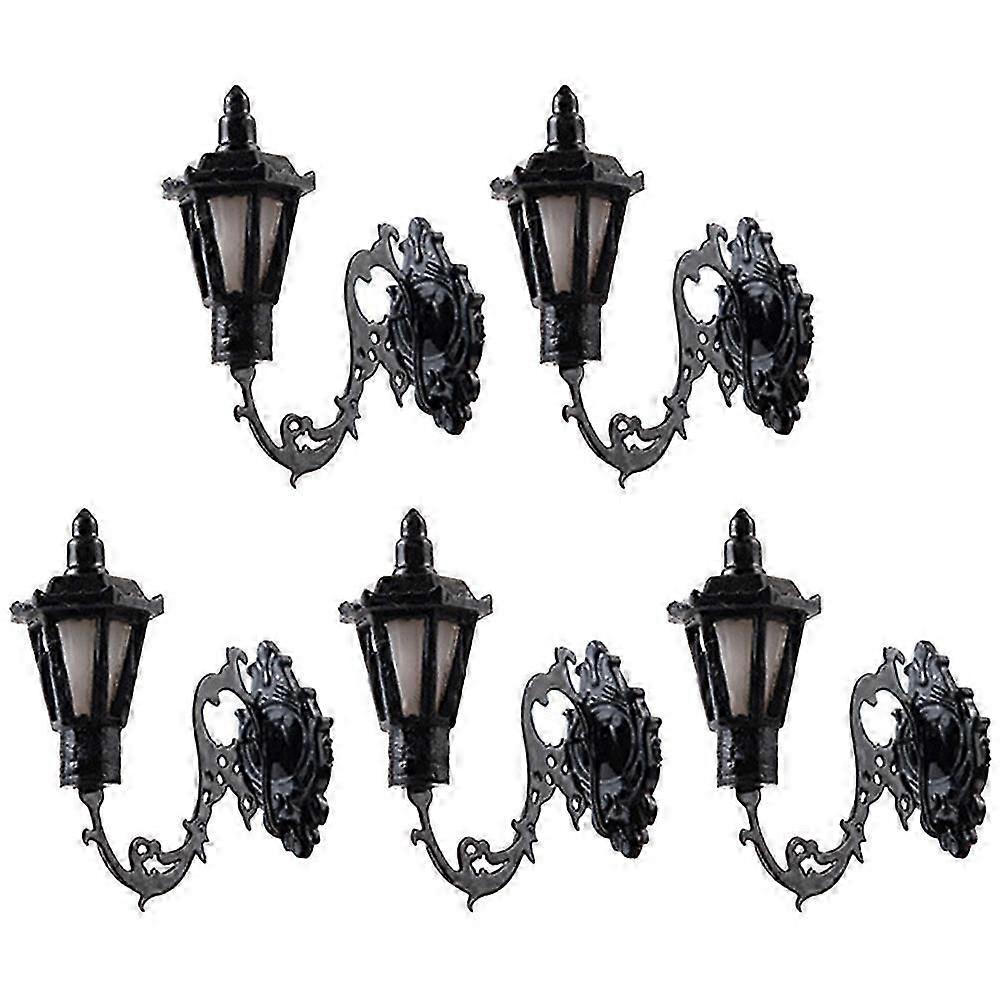 5pcs Miniature Wall Lamp Simulation Yard Wall Mounted Lamp Model Decorations