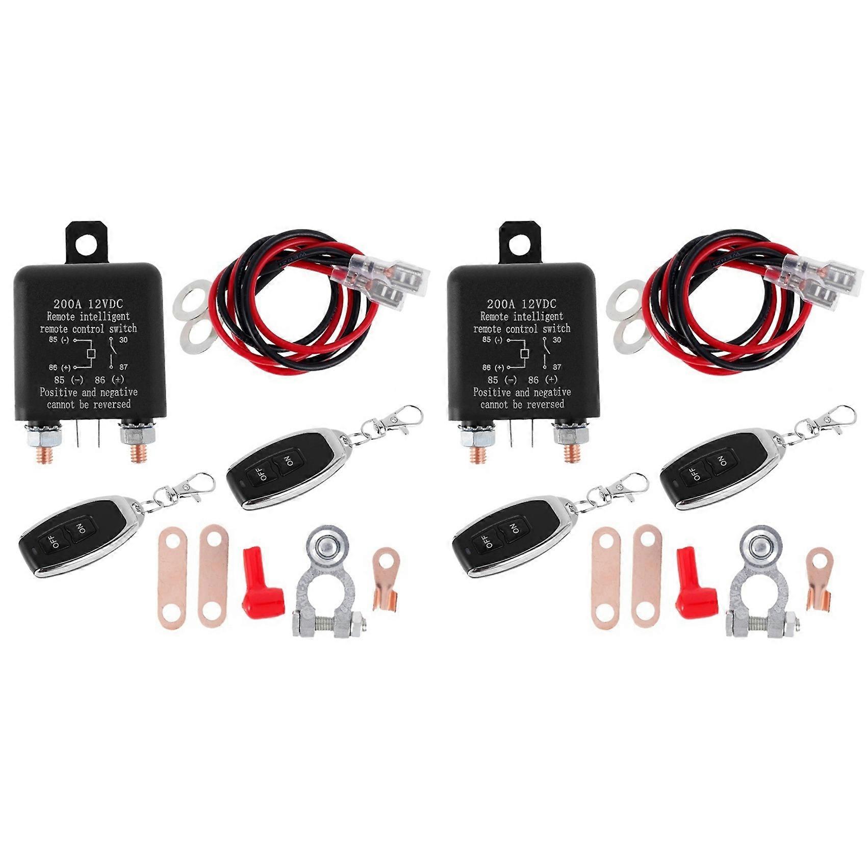 2X 12V 200A Battery Switch Relay Remote Control Battery Disconnect Cut Off Isolator Switch Anti-Theft Switch