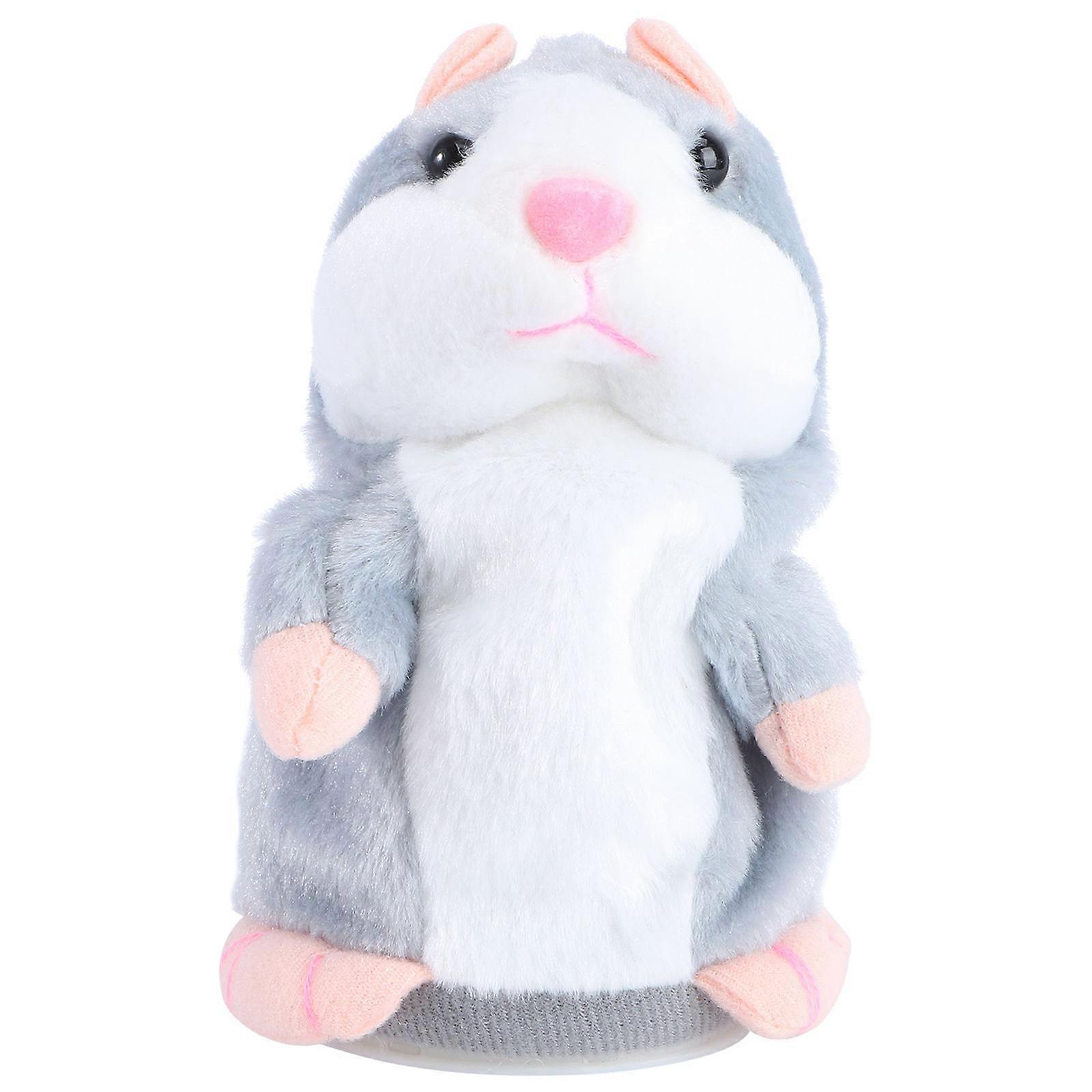 Talking Hamster Plush Toy Mimics Voice with Interactive Functions Grey