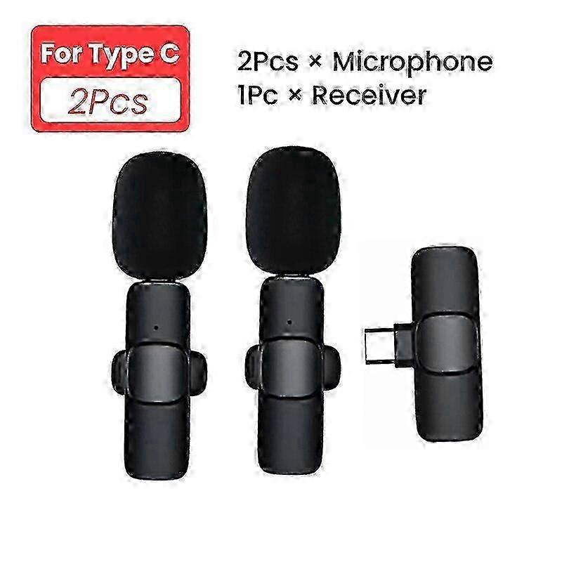 YurKem For iPhone Lightning Type-c Wireless Lavalier Microphone Portable Audio Video Recording Mini Mic Live Broadcast Gaming IOS Android Phone