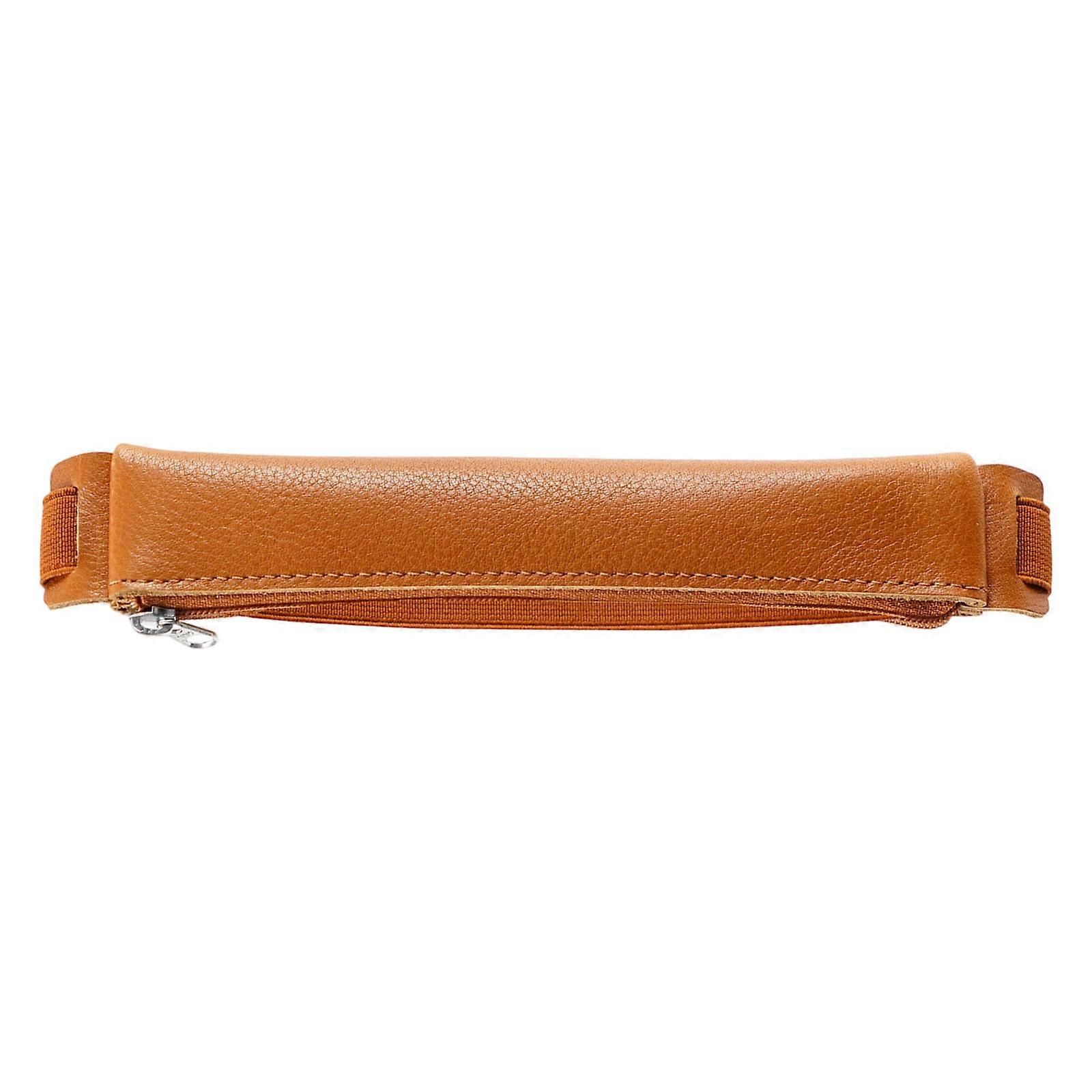 Leather Stylus Sleeve Portable Capacitive Pencil Case with Adjustable Elastic Band for Tablet Notebook Planner Folder  Yellow brown
