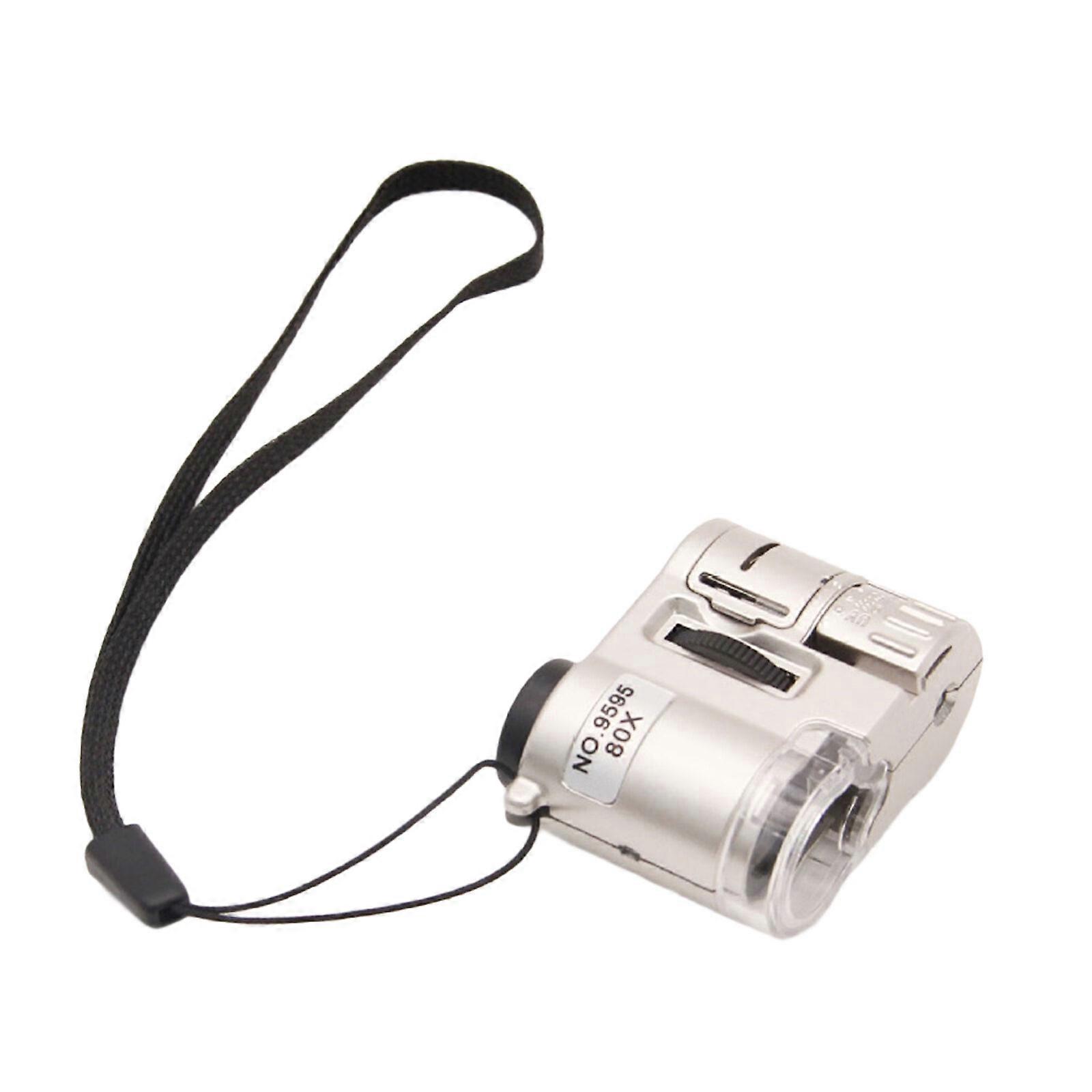 High Resolution 80X 100X LED Illuminates Magnifying Glass Portable Tool for Stone Coin Stamps Authentication Gift  Silver