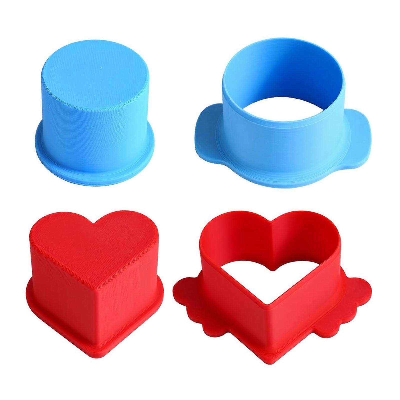Professional Baking Tool Circle and Heart Shape Cake Cutter Mold Set With Pushers For Uniform Dessert Pastries Shape Multicolor