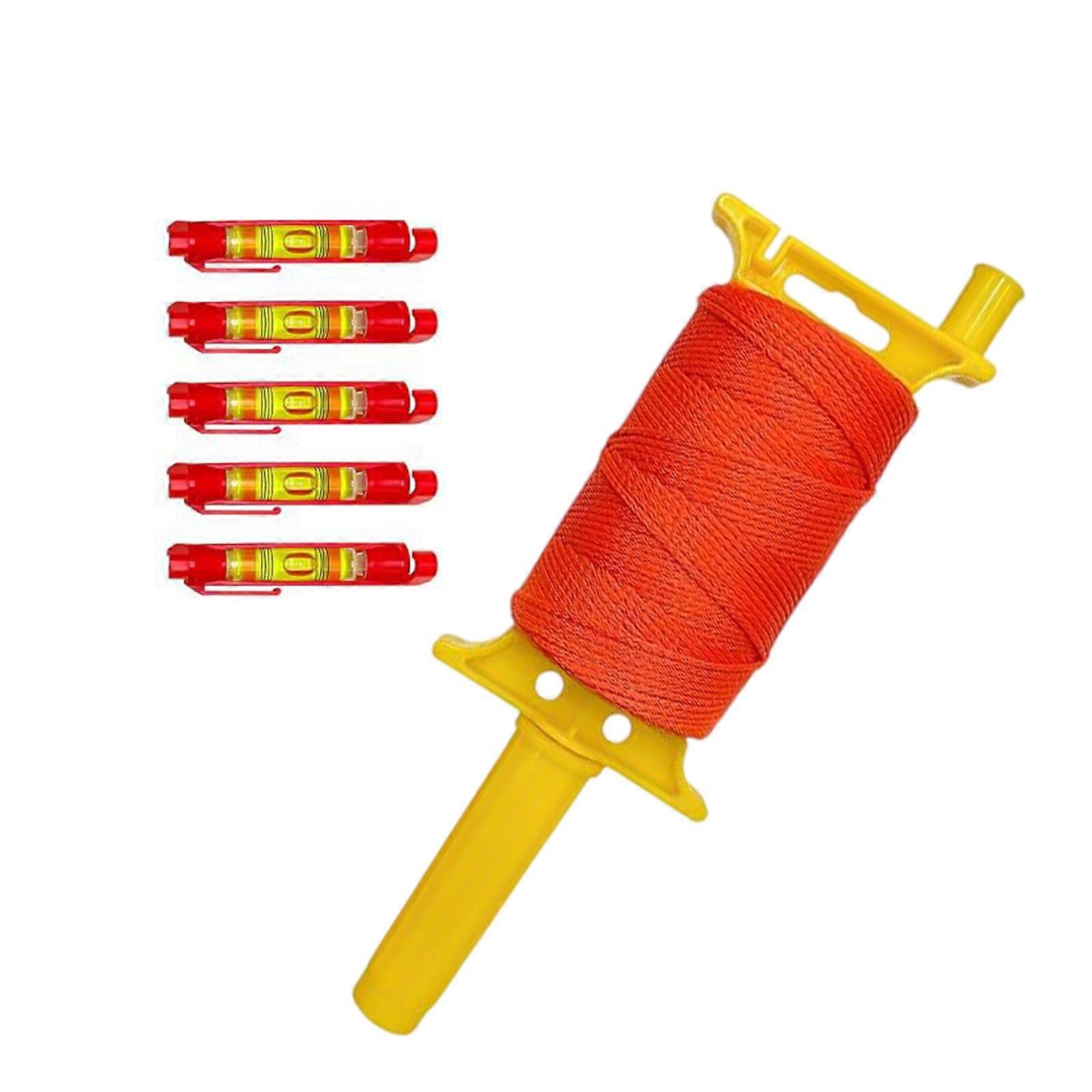 Braided Nylon Mason Line Reel 540Ft With 5 Builts In Bubble Levels for Sturdy Construction and Gardening Projects Multicolor
