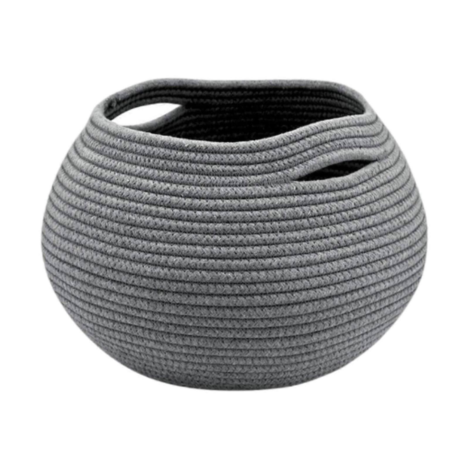 Woven Storage Bin With Handle For Key Organization And Garden Use, Gray