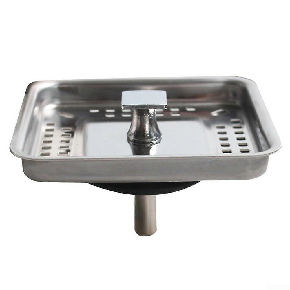 Square Stainless Steel Sink Strainer 85 Mm By 85 Mm AntiClogging MicroPerforated With Rubber Seal For Kitchen Drain