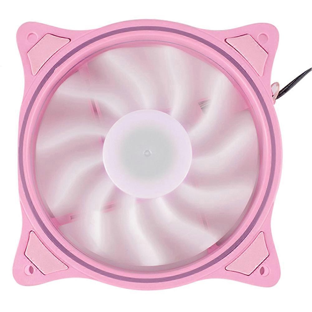 12Cm Cooling Fan Aperture Inside and Outside Light Pink LED Silent High Wind Volume Computer RGB Coo