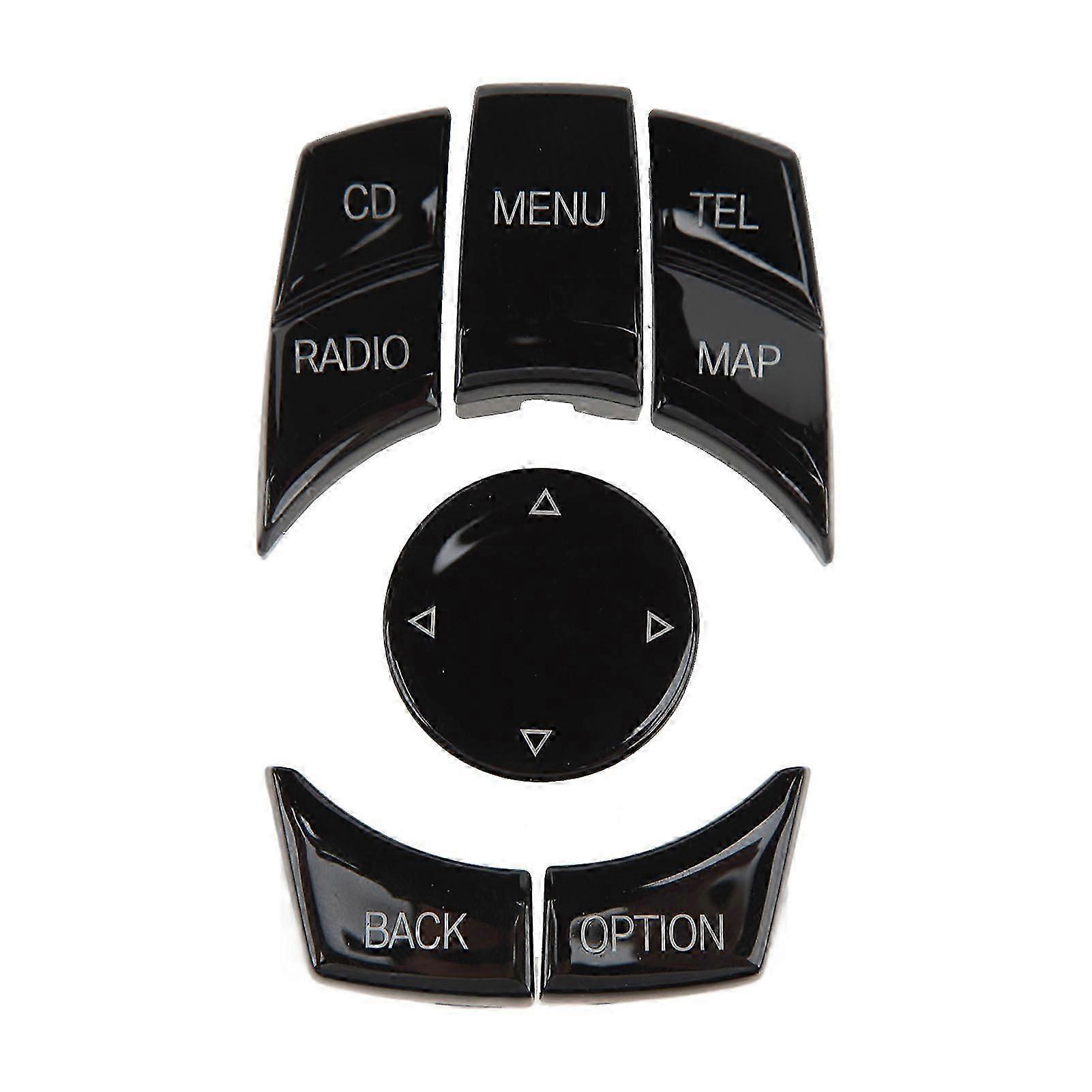 6PCS Piano Black Multimedia Button Covers Smooth Touch Control Knobs for 1 3 5 6 Series Central Dashboard