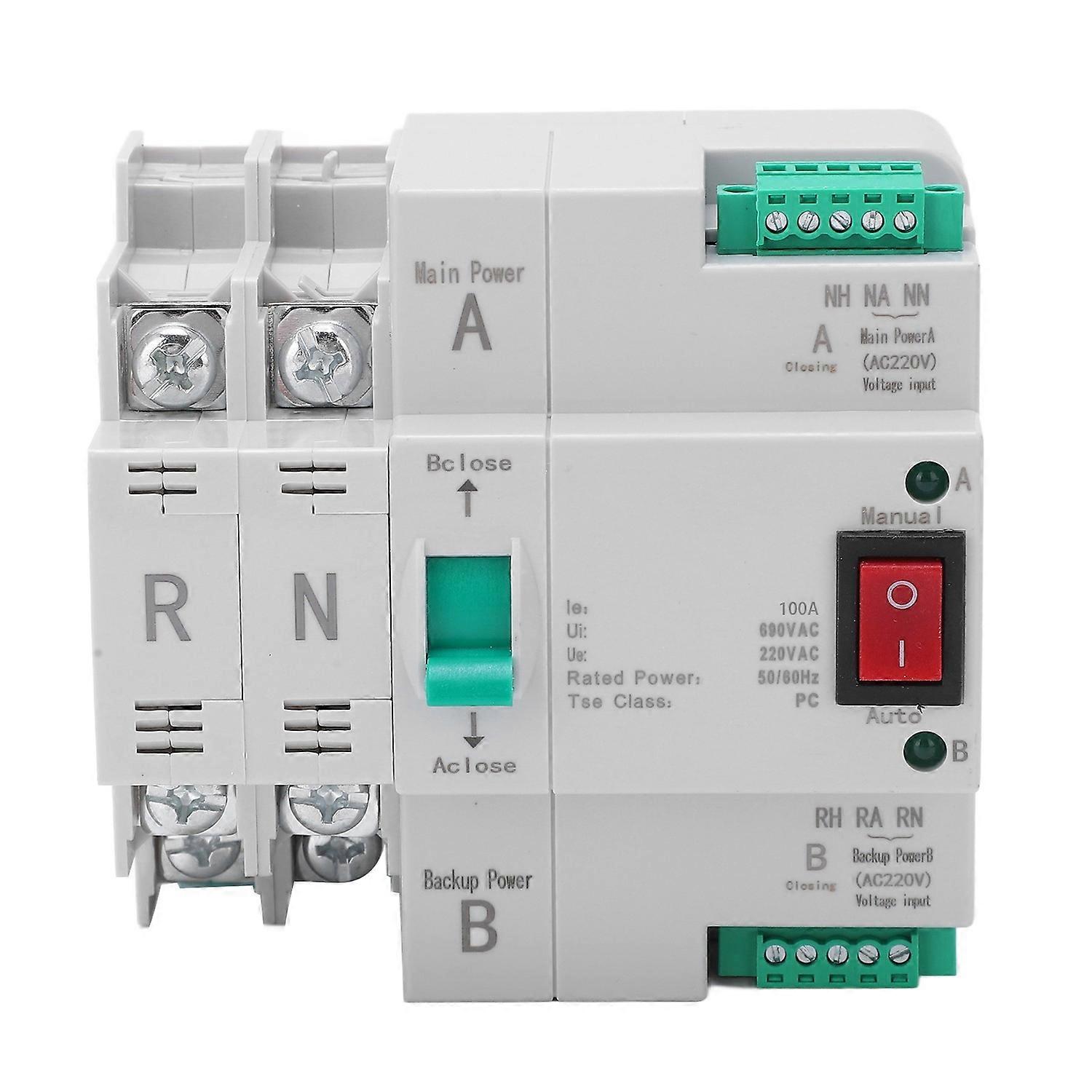 Dual Power Automatic Transfer Switch 2P DIN Rail Installation Quick Switching Electrical Selector Sw