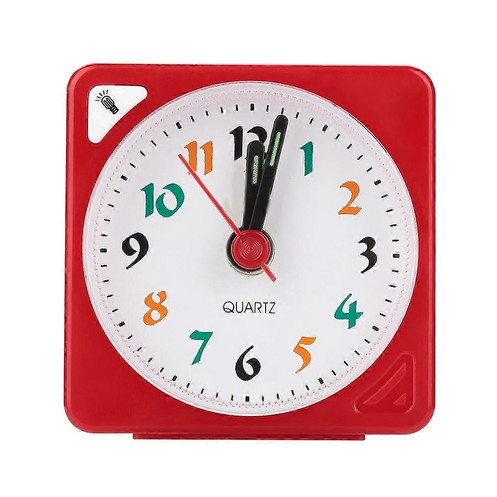 Mini Travel Table Alarm Clock Quartz LED Light with Snooze Function Battery Operated Red