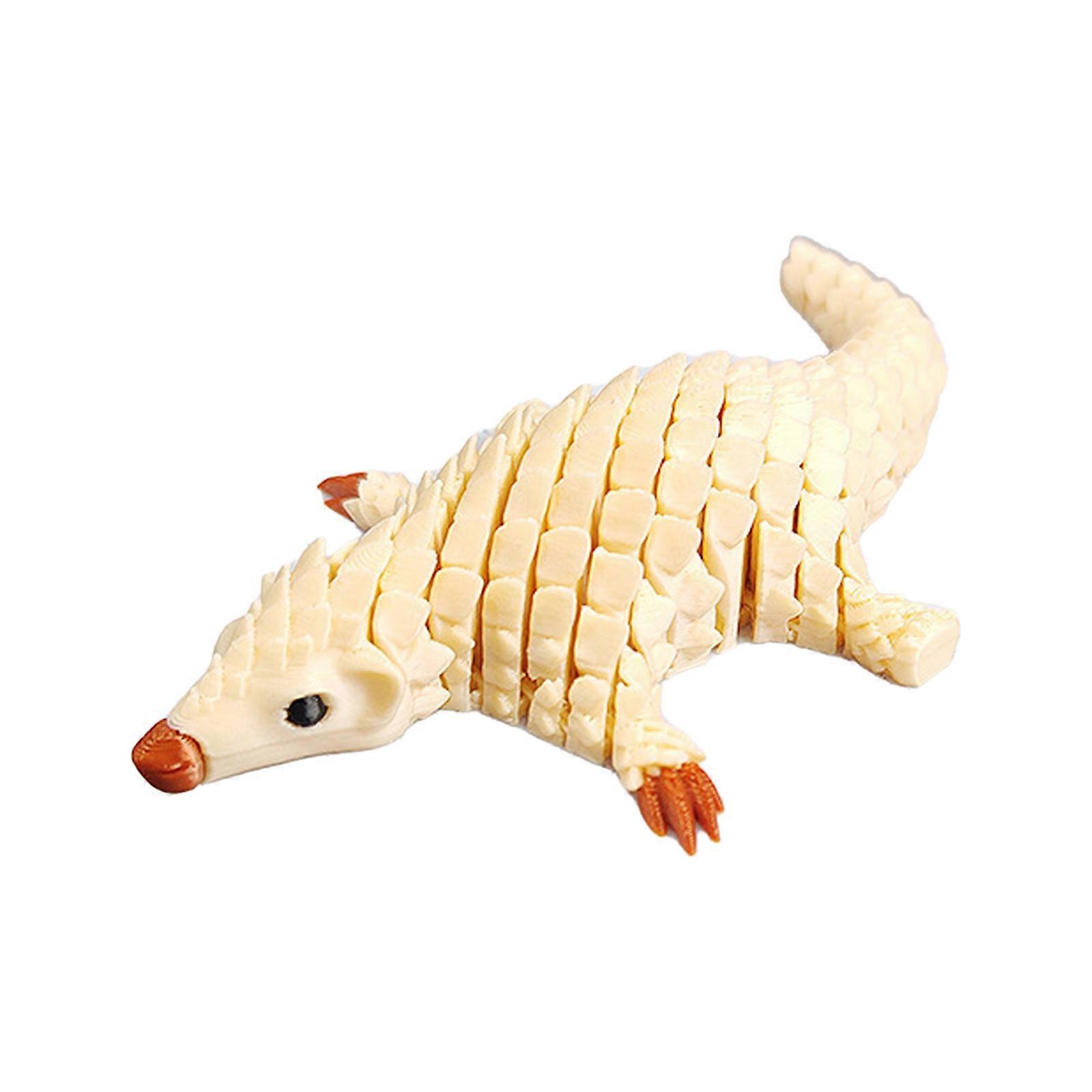 Flexible Joints Articulated Pangolin Fidgety Toy Desktop Decors 3D Printed Pangolin,Realistic Hairless Pangolin Statue  Skin Color