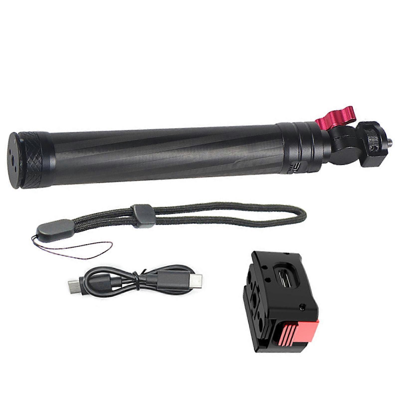 Carbon Fiber Selfie Stick with Mobile Power Supply Charging For Action Cameras And Mobile Gimbals Detachable Battery Multicolor