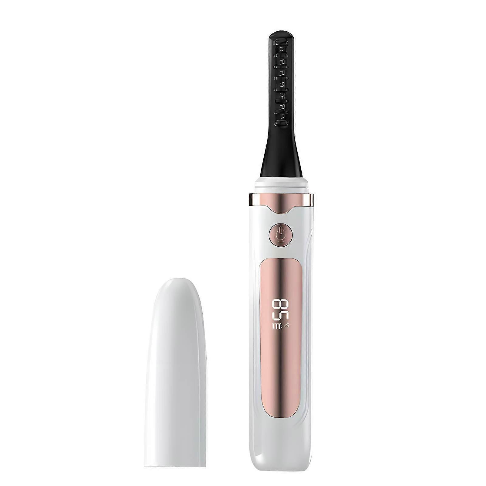 Heated Eyelashes Curler With USB Charging Digital Temperature Display Ergonomic Dense Plan For Easy Whip Hoisting  White