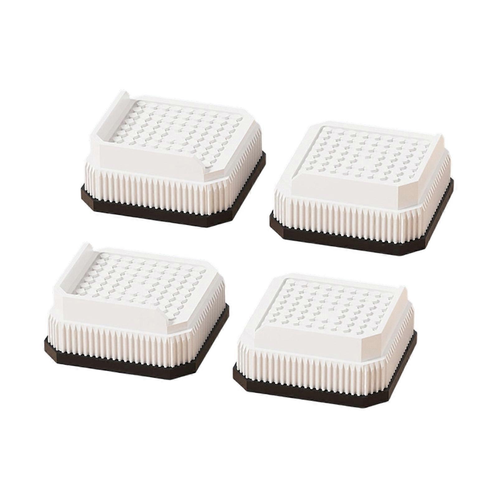 4 Pieces Plastic Stackable Leg Risers Universal for Sofa Bed Coffee Table Height Adjustment Anti Slip Support Pads  square white