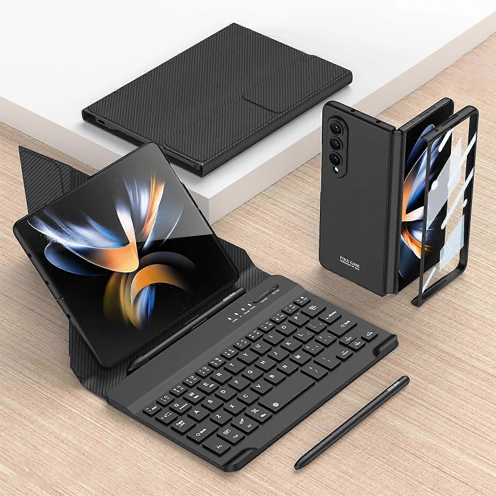 Keyboard Case Compatible With Galaxy Z Fold SE W25 Magnetic Detachable Wireless Keyboard With S Pen Holder Black