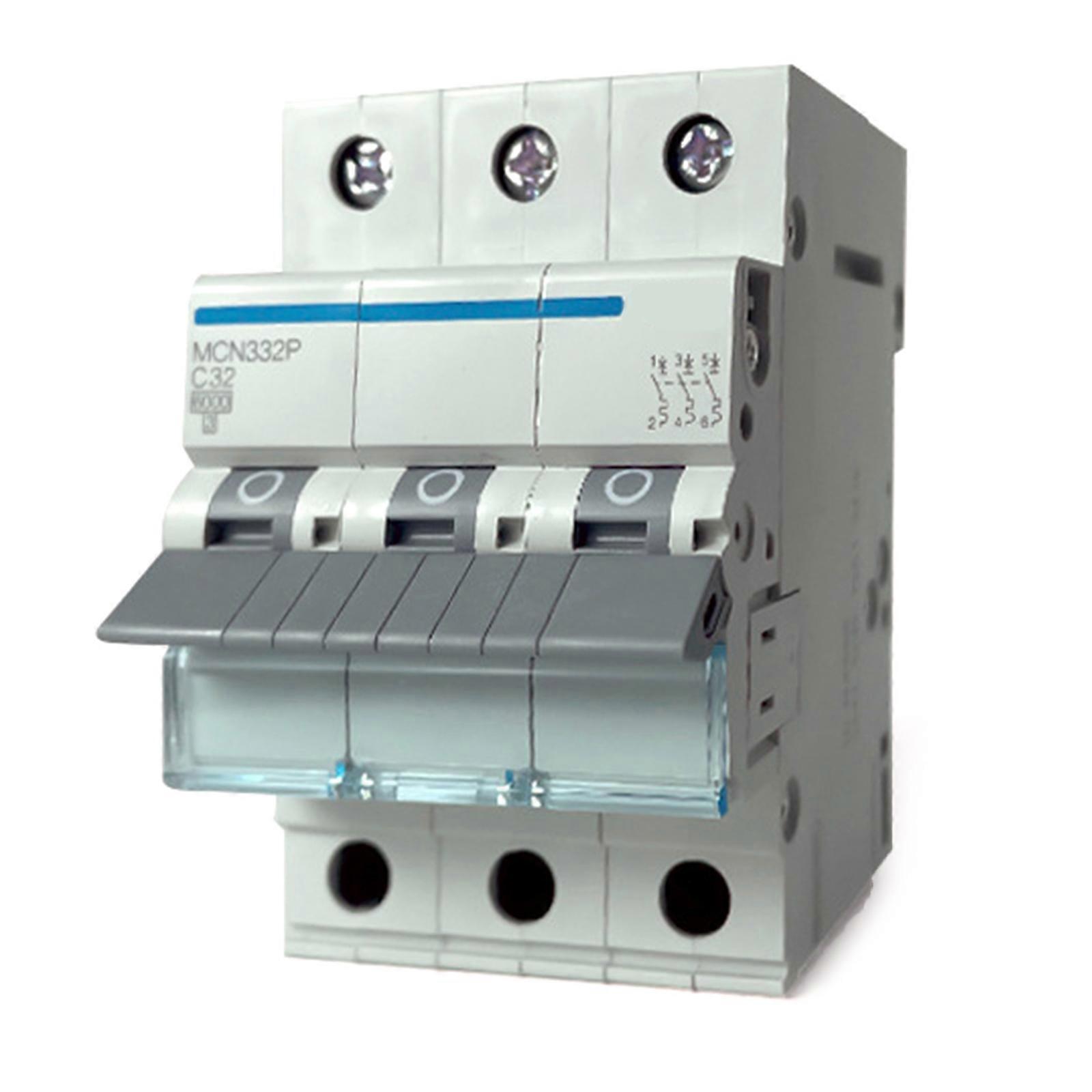 3 Poles Miniature Circuits Breaker Replacement Disconnects Switches 3pin 32A Biconnect Circuits Breaker DIN Rail Mount Multicolor