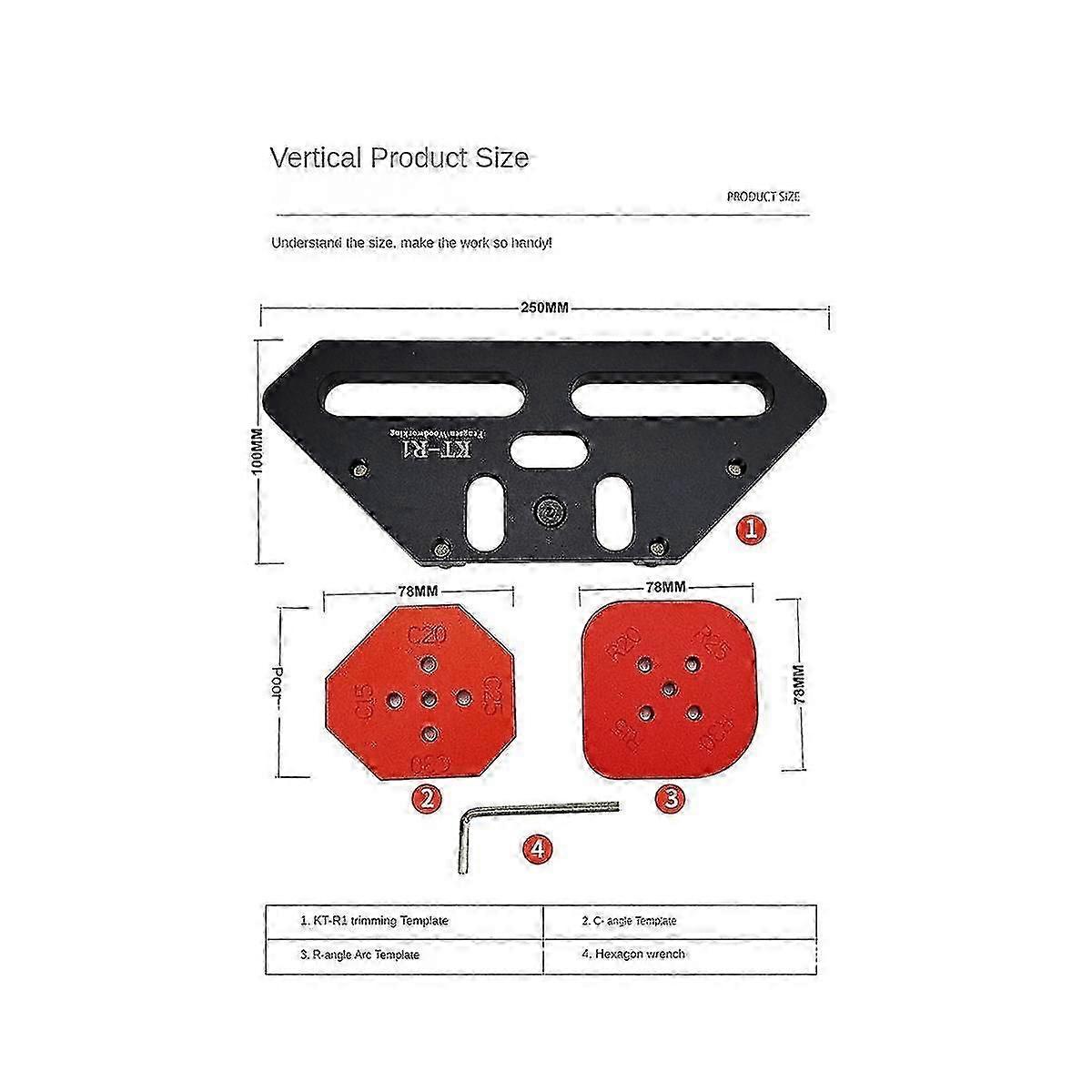 Kt-r1 Woodworking Arc Positioning Template Woodworking Rounded Corner R Corner Positioning Plate