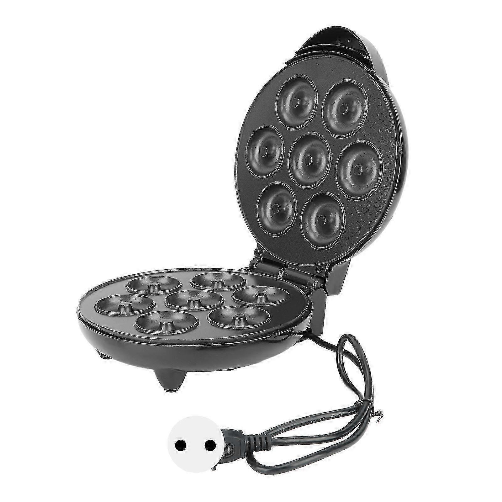 Donut Maker Easy Release Double Sided Heating Prevent Stick Portable Mini Electric Donut Maker Machine for 7 Doughnuts EU Plug 220V Black