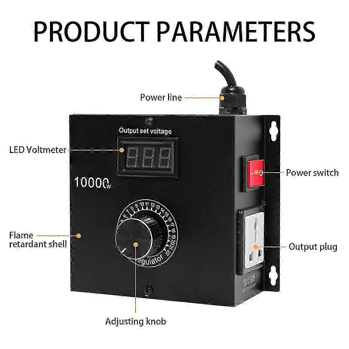 10000W SCR AC Variable Speed Controller, Fan and Motor Speed Control 120V-220V AC, 22A, Ideal for El