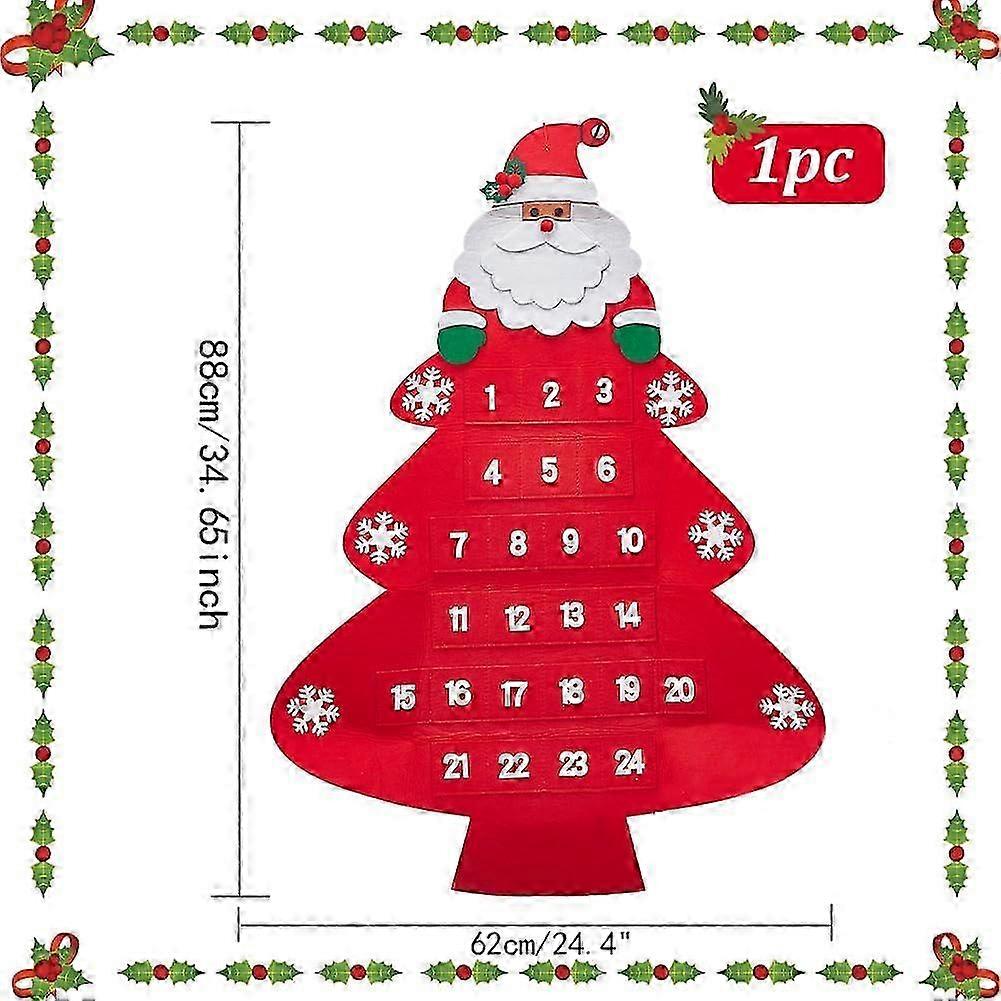 Fabric Advent Calendar with 24 Pockets for Christmas Countdown Decor