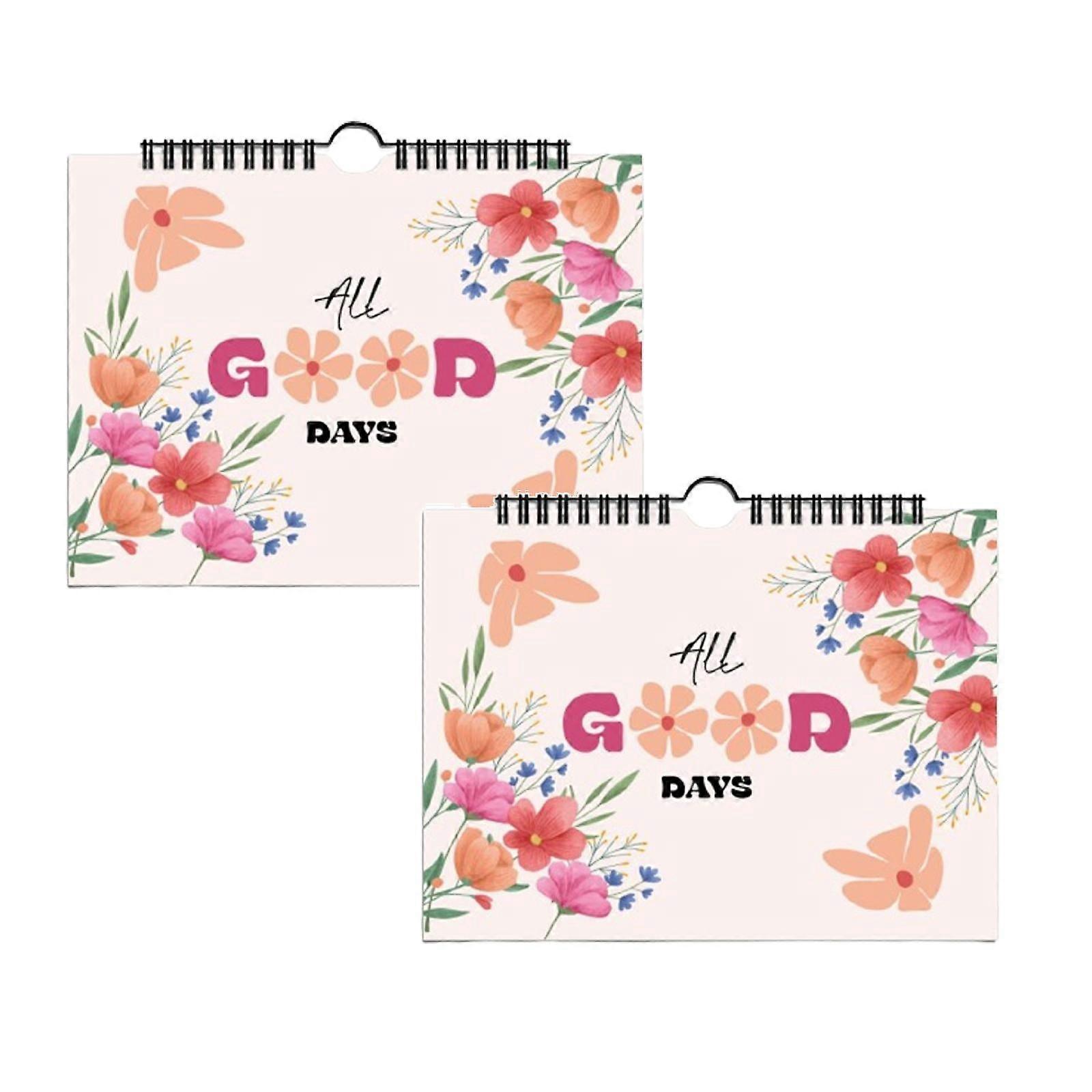 Xubond Notebook 4 Flower Theme Inspirational Notepad 12 Months English Plan Book Self Discipline Clock In Record Book Tools