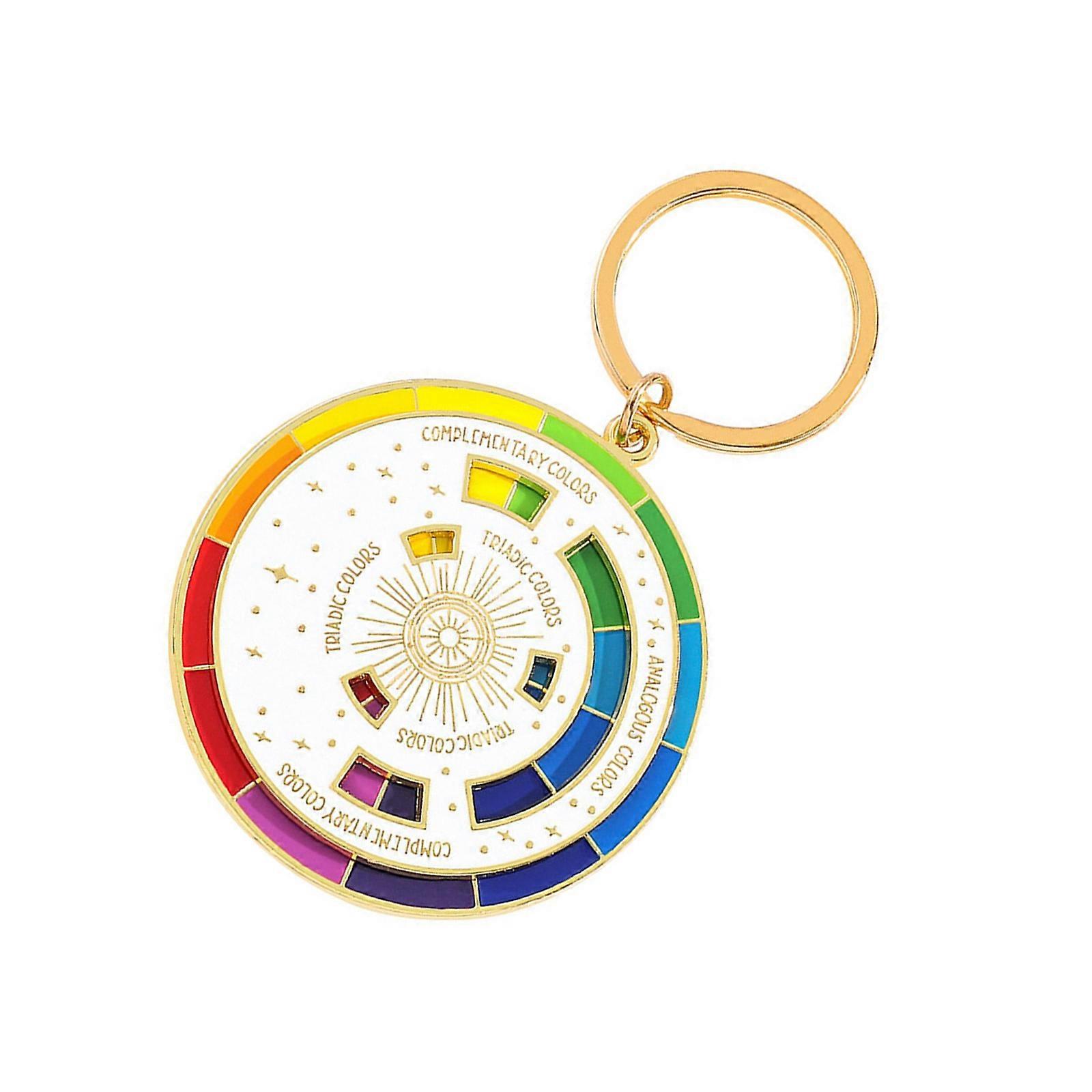 Elegant Rotating Wheel Keychain Charm Pendant Colorful Sturdy Alloy Key Holder Accessory for Home and Office Use  White