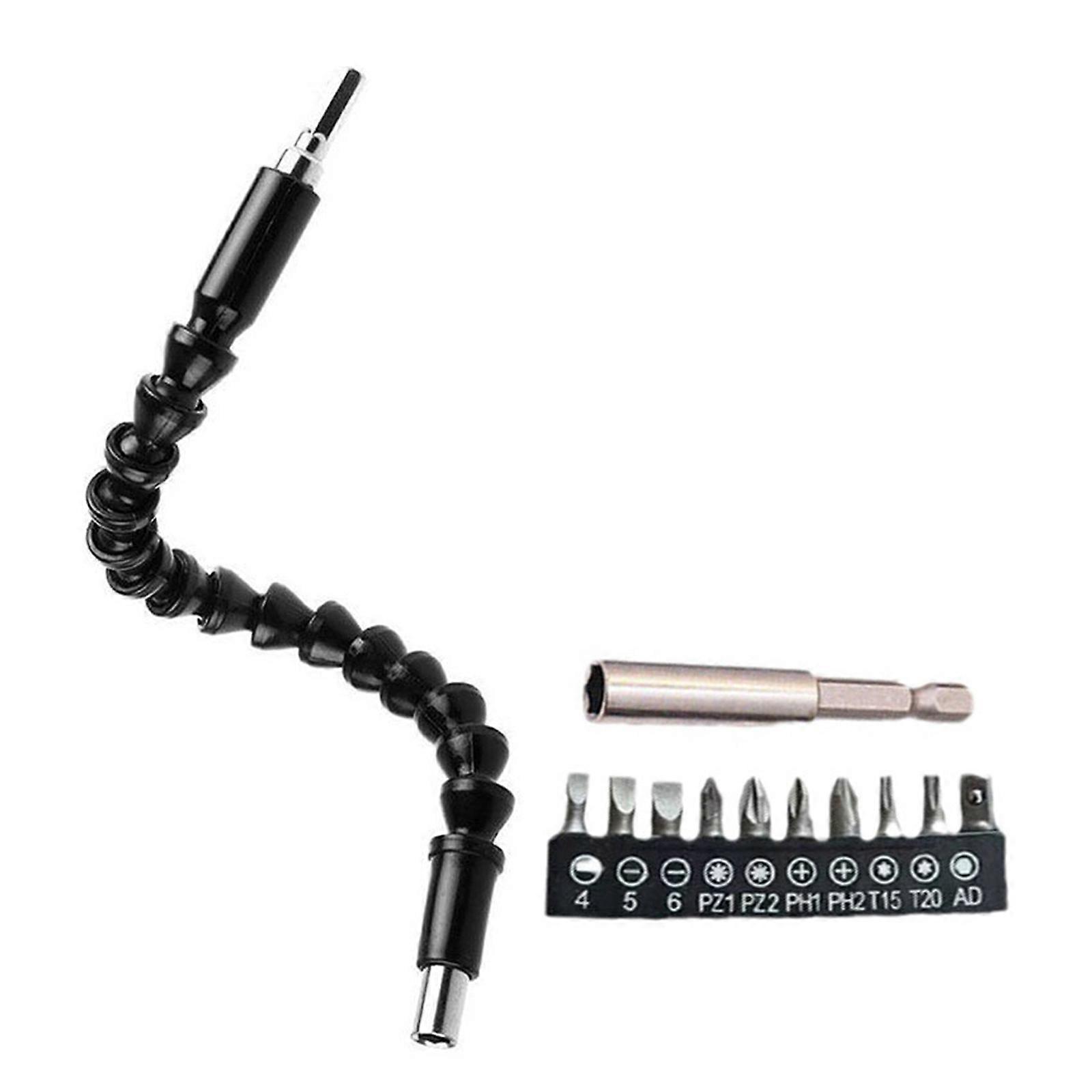 Multiple Angle Bendable Extension Tool with Drill Bit Set for Tight Spaces in Furniture Assembly Efficient Home Fixes Multicolor