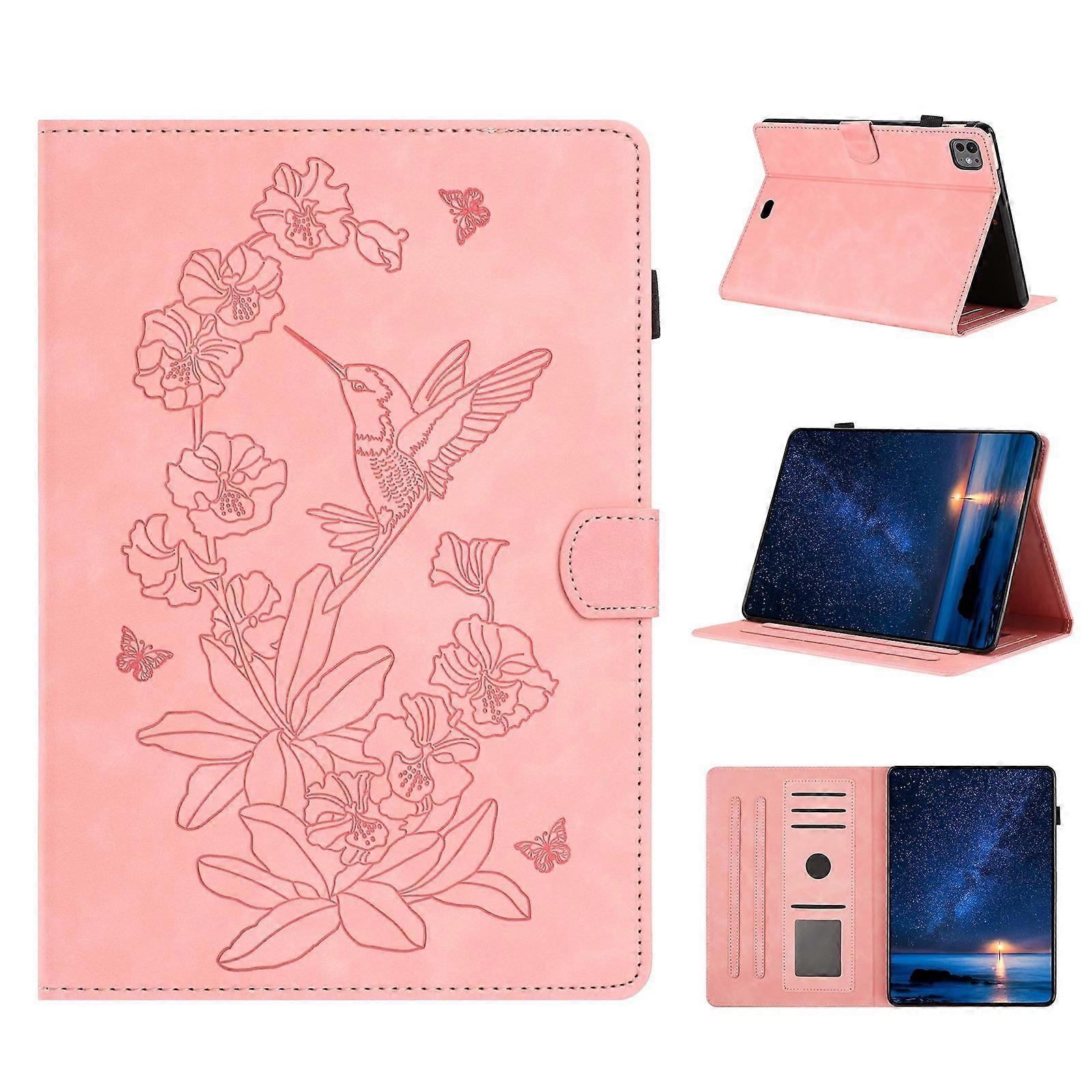 Flowers Bird Embossed Leather Smart Tablet Case