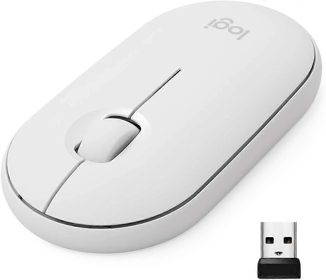 Compatible with Logitech Pebble Mouse, Bluetooth or 2.4 GHz with USB Mini-Receiver, Silent, Slim Computer Mouse with Quiet
