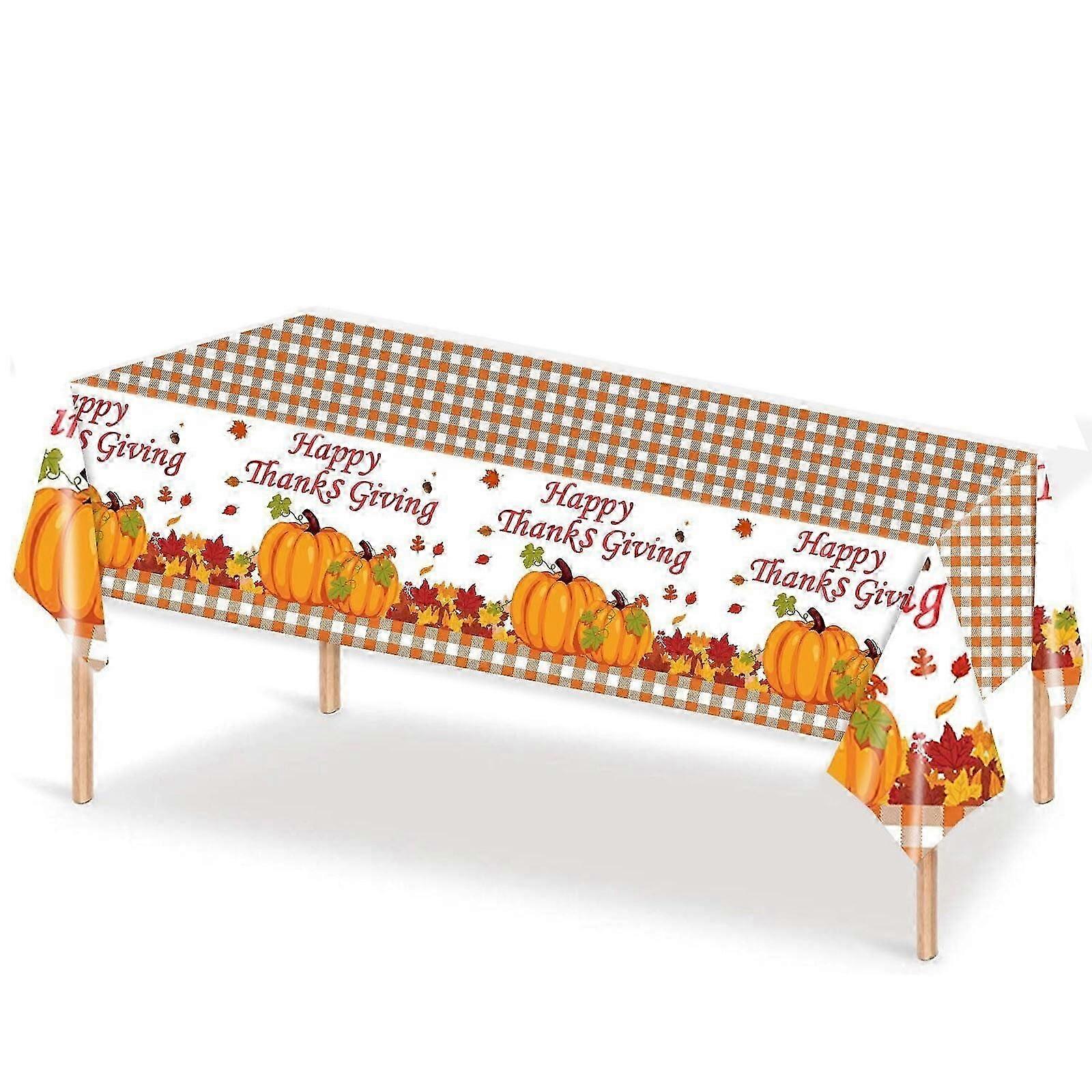 Kafsov Thanksgiving Table Cloth with Maple Leaf Design, Disposable PEVA Party Decoration for Holiday Gatherings, 137x274cm