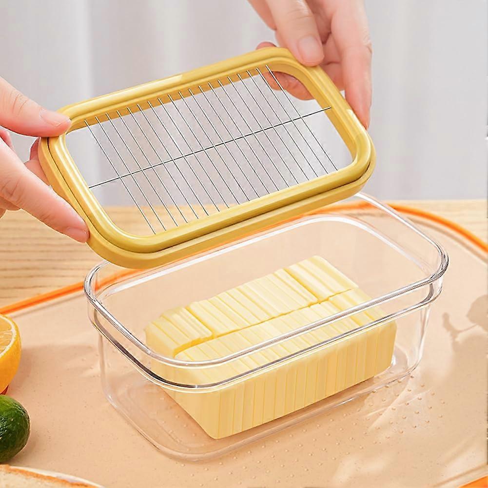 2in1 Stainless Steel Butter Slicer and Storage Container with Transparent Lid, Fits Standard Sticks