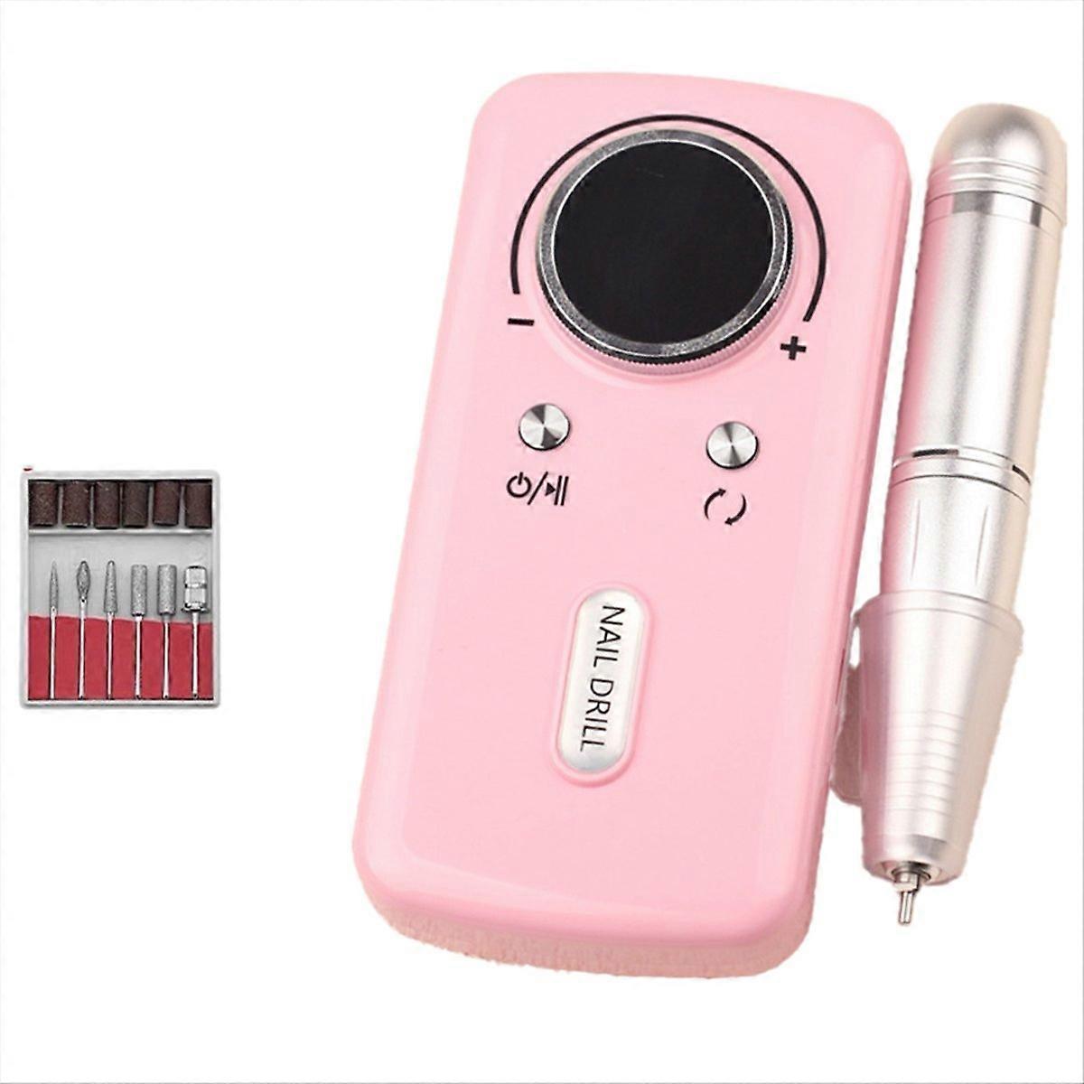 Electric Nail Drill Machine with LCD Display Rechargeable Pink